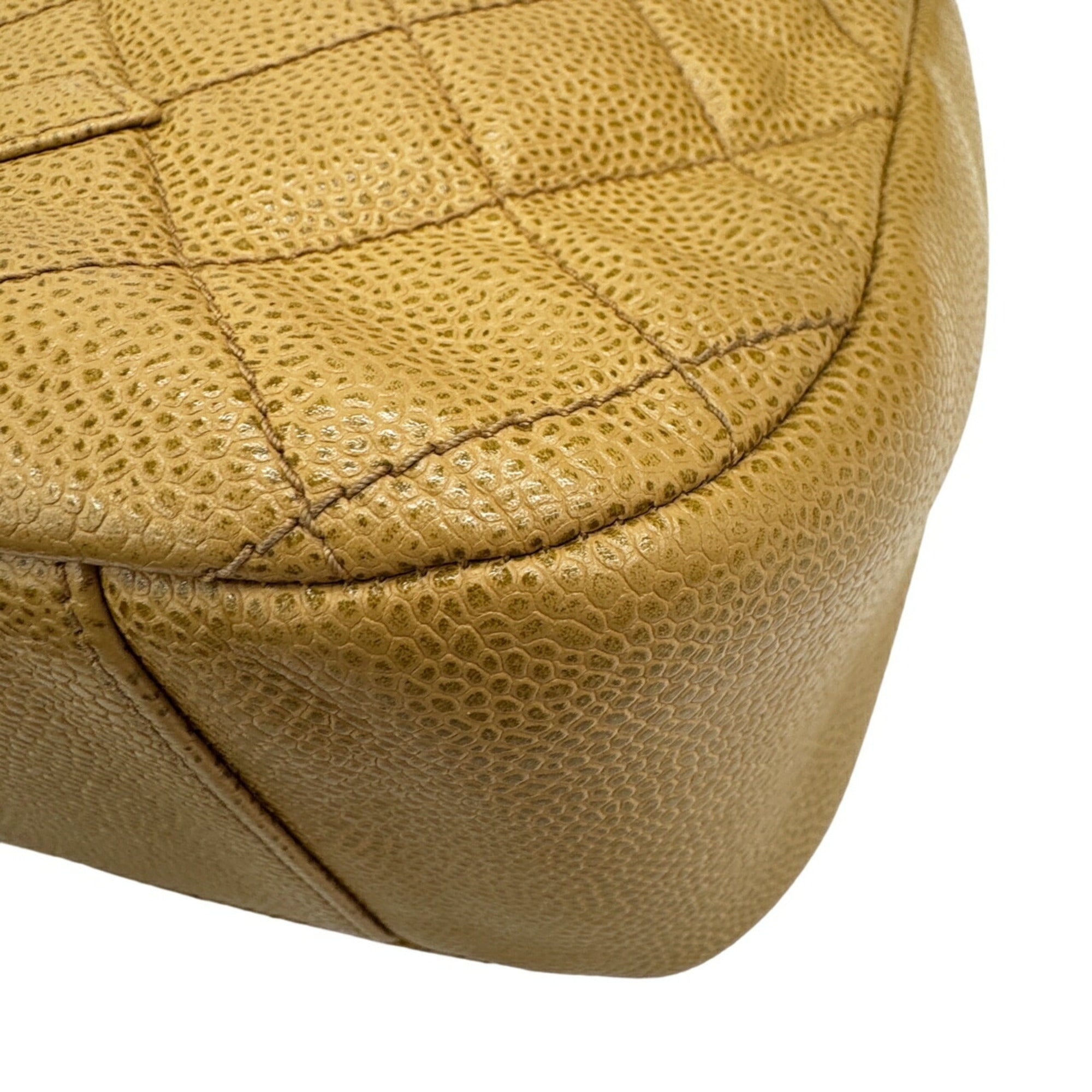 Chanel Beige Grained Calfskin Shoulder Bag