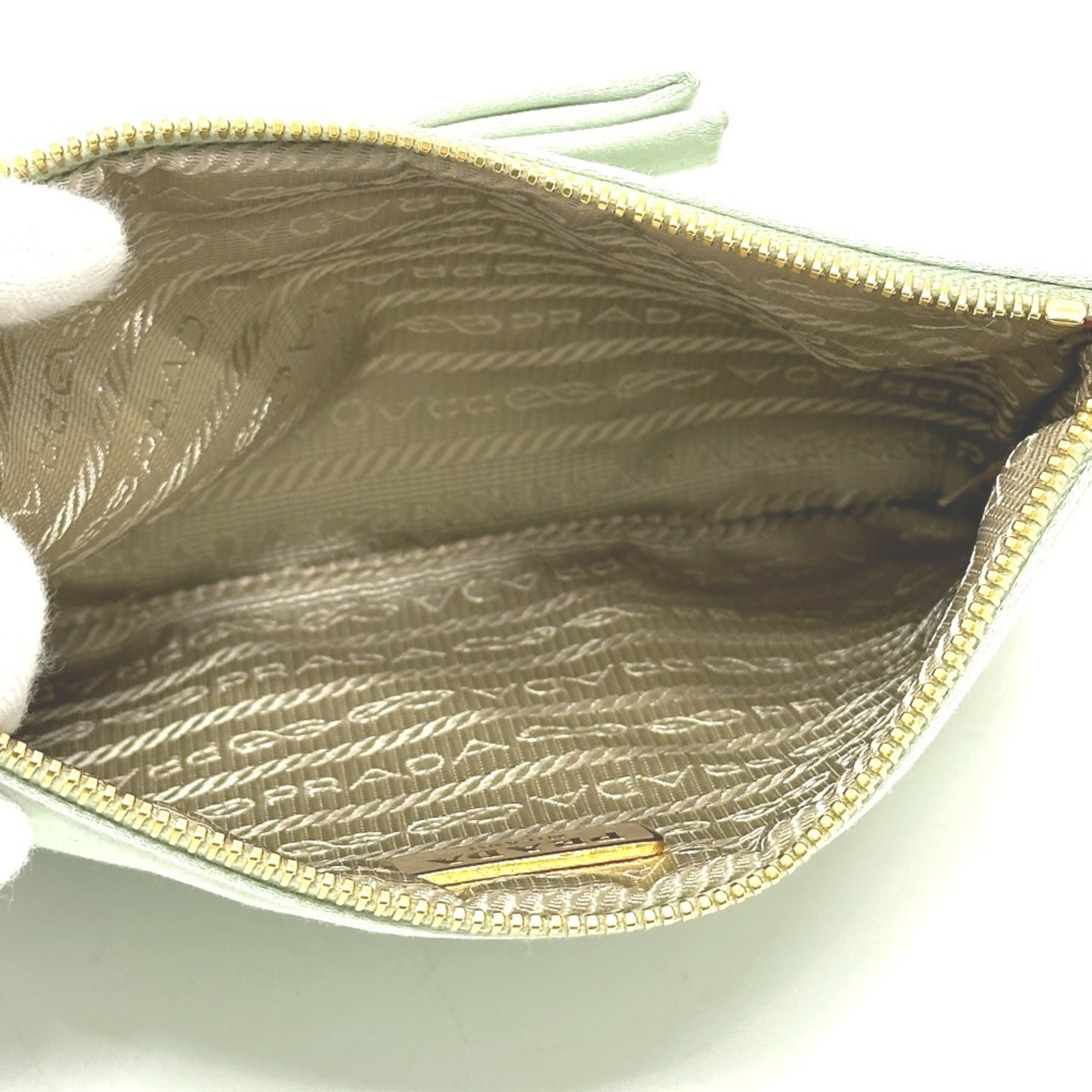 Prada Green Satin Clutch Bag