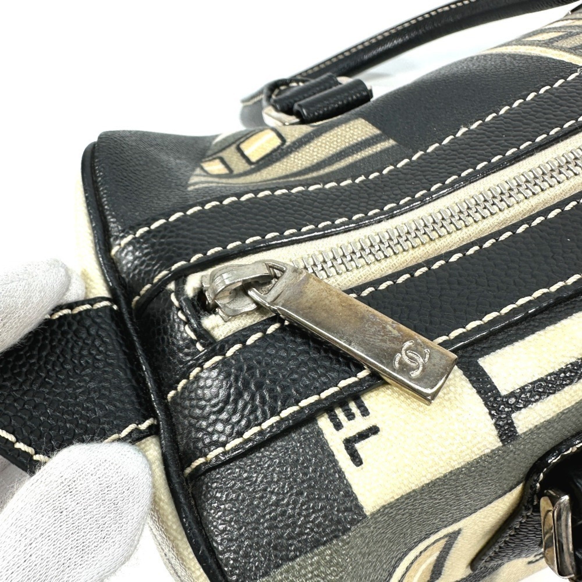 Chanel Black Yellow Pvc Boston Bag Handbag