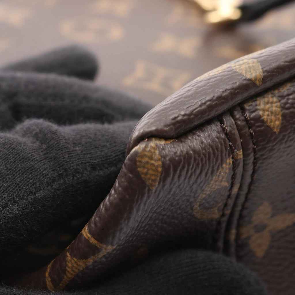 Louis Vuitton Black Brown Noir Coated Canvas Leather Monogram Handbag Tote Bag