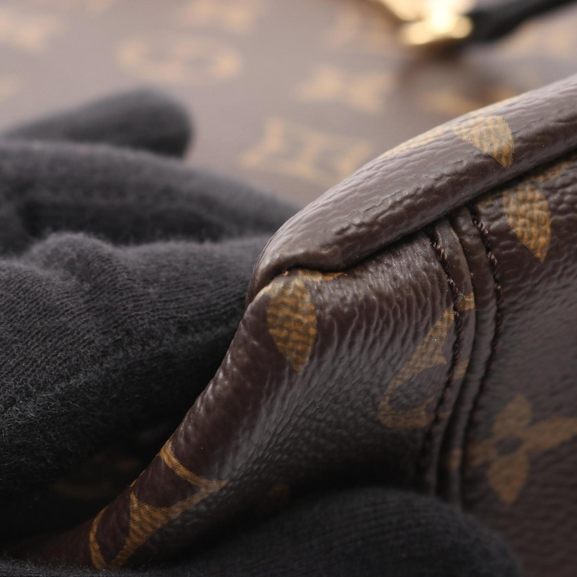 Louis Vuitton Black Brown Noir Coated Canvas Leather Monogram Handbag Tote Bag