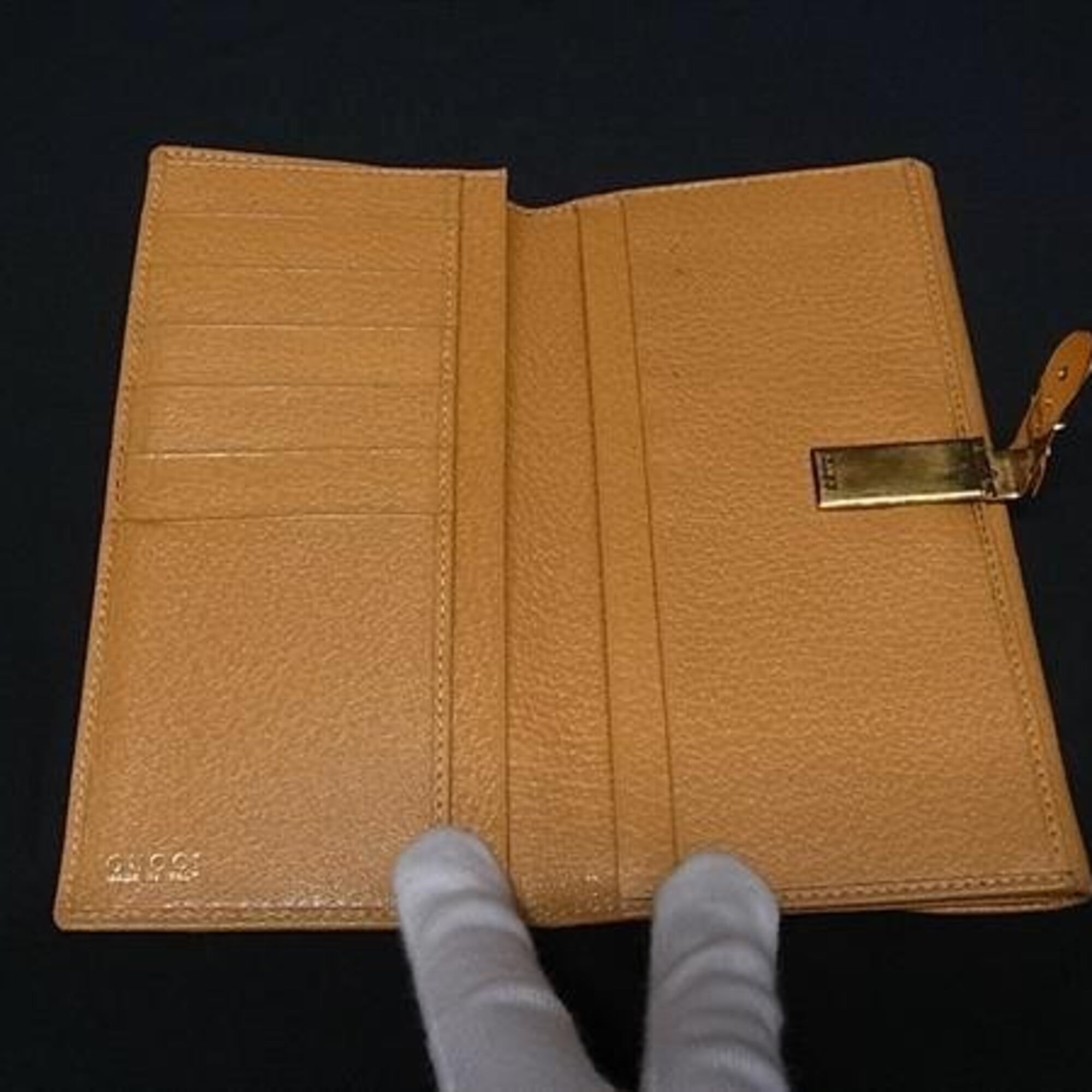 Gucci Gold Brown Leather Wallet (Bi-Fold) (Pre-Owned)