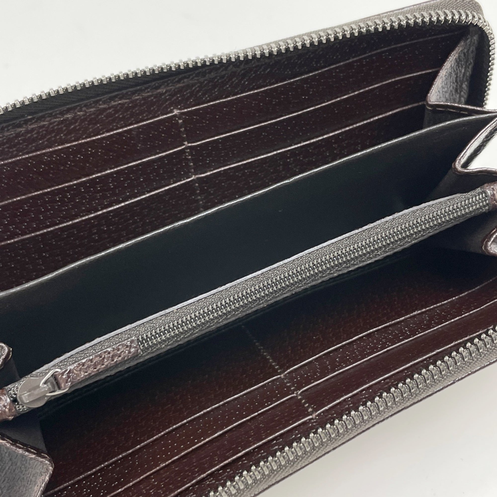 Gucci Brown Gg Canvas Leather Long Wallet (Bi-Fold) (Pre-Owned)