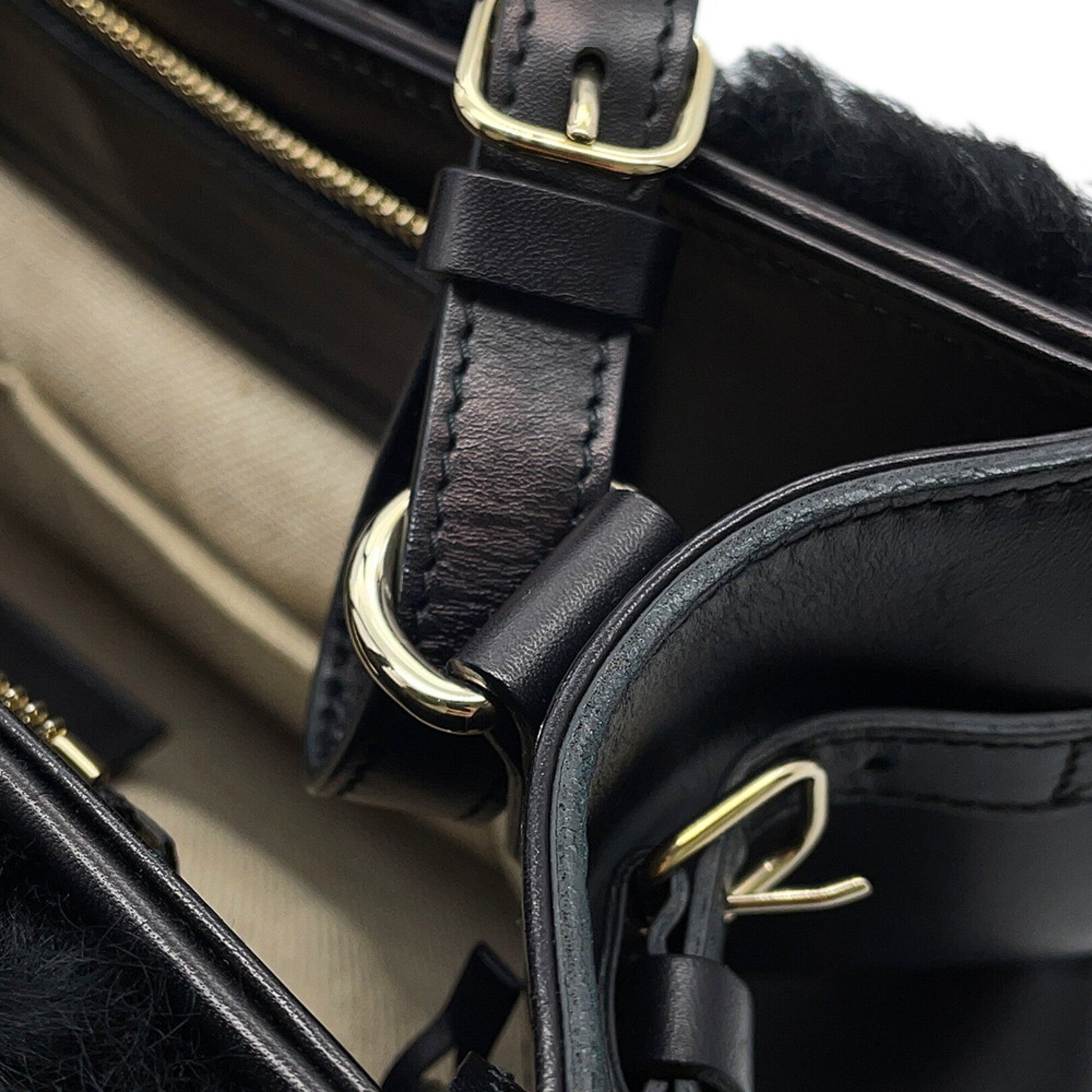 Balenciaga Black Fur Handbag Shoulder