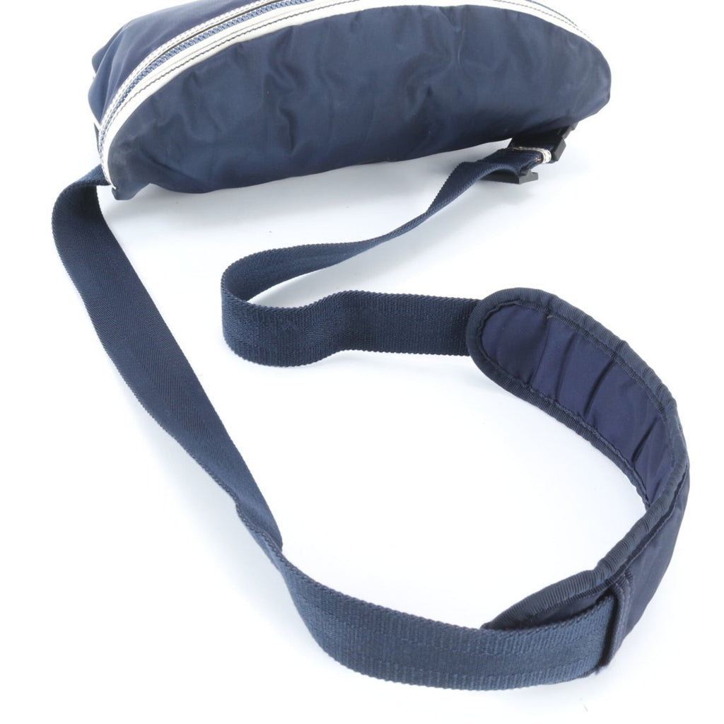 Gucci Navy White Leather Nylon Fanny Pack Pouch Sling Bag (Pre-Owned)