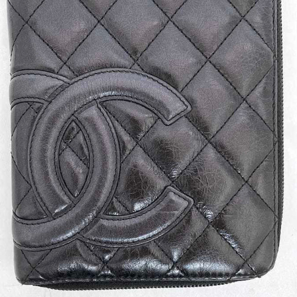 Chanel Black Leather Long Wallet (Bi-Fold)