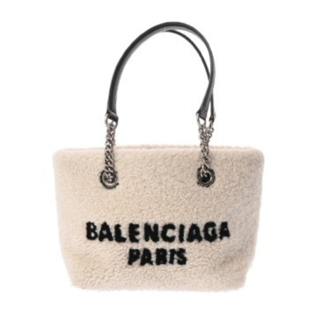 Balenciaga Black White Leather Tote