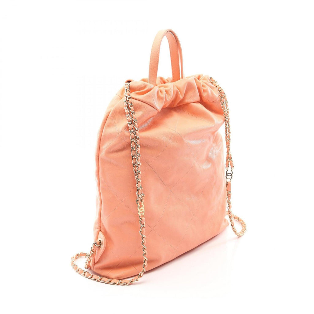 Chanel Orange Grained Calfskin Backpack Handbag
