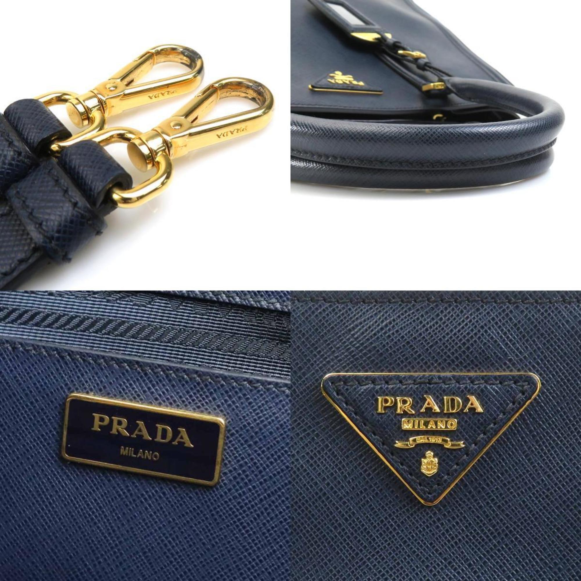 Prada Dark Blue Navy Leather Handbag Shoulder Bag