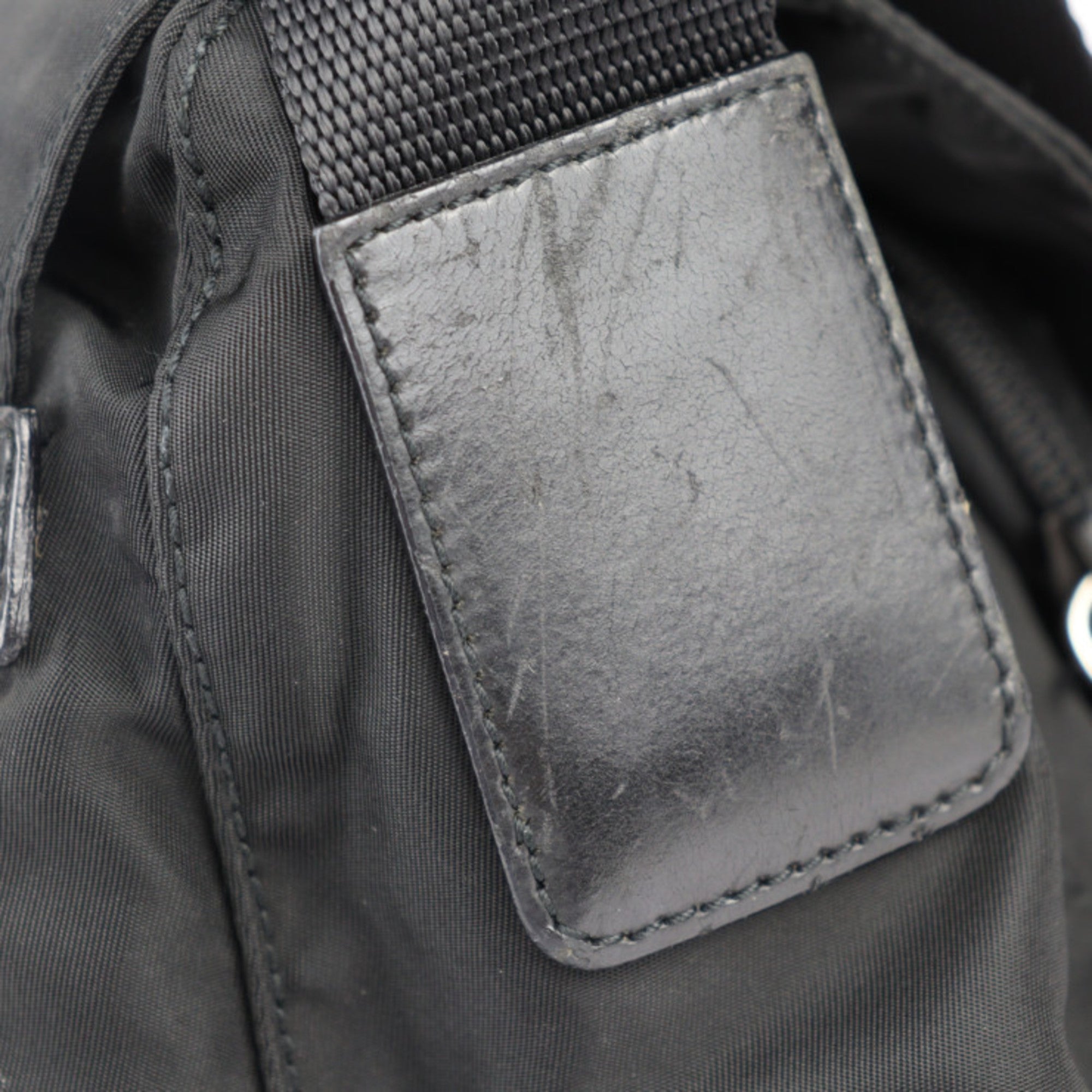 Prada Black Nylon Leather Messenger Bag Shoulder Bag
