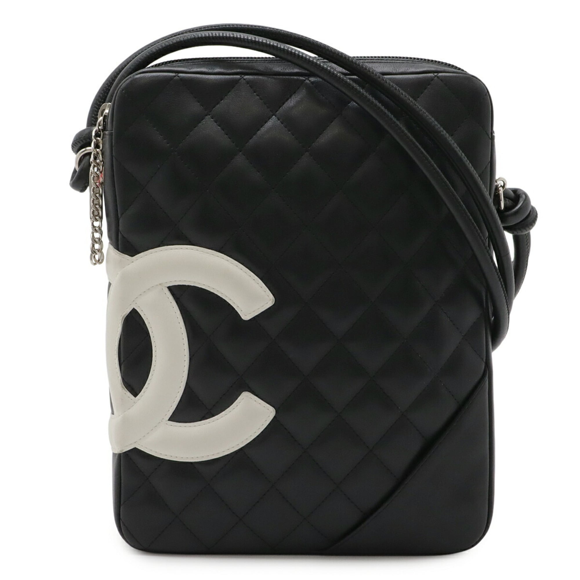 Chanel Black White Leather Shoulder Bag