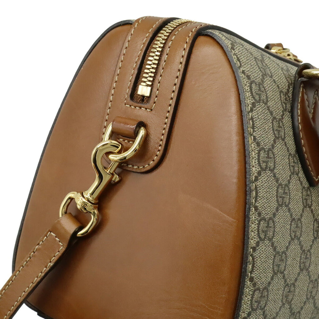 Gucci Beige Brown Gg Supreme Canvas Leather Handbag Shoulder Bag (Pre-Owned)