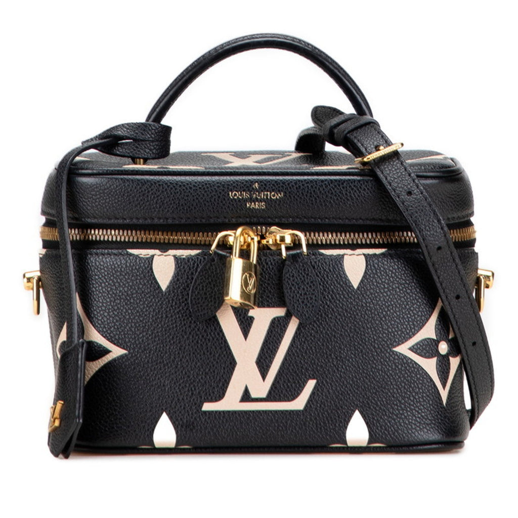 Louis Vuitton Beige Black Monogram Leather Shoulder Bag Vanity Bag