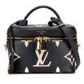 Louis Vuitton Beige Black Monogram Leather Shoulder Bag Vanity Bag