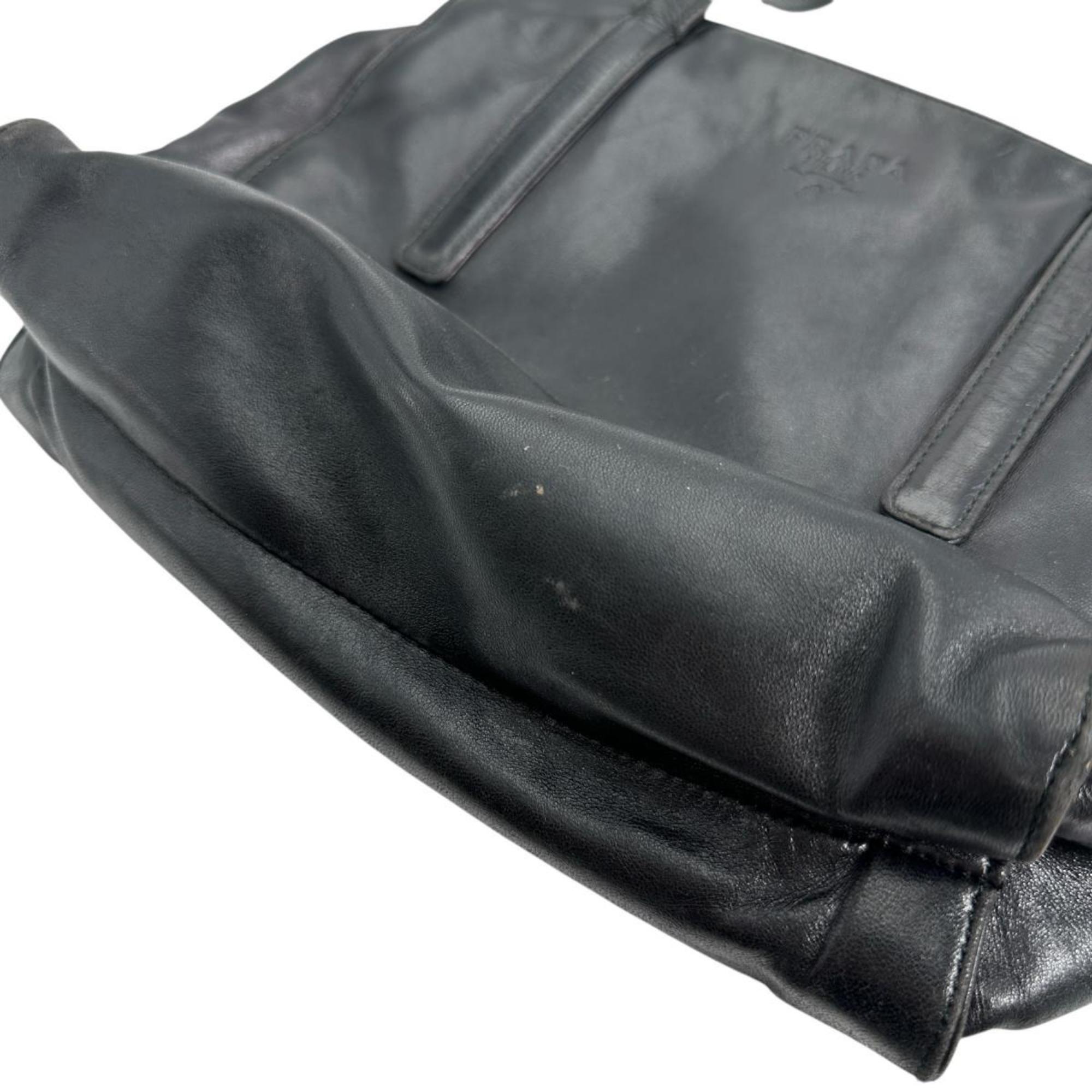 Prada Black Leather Tote Bag