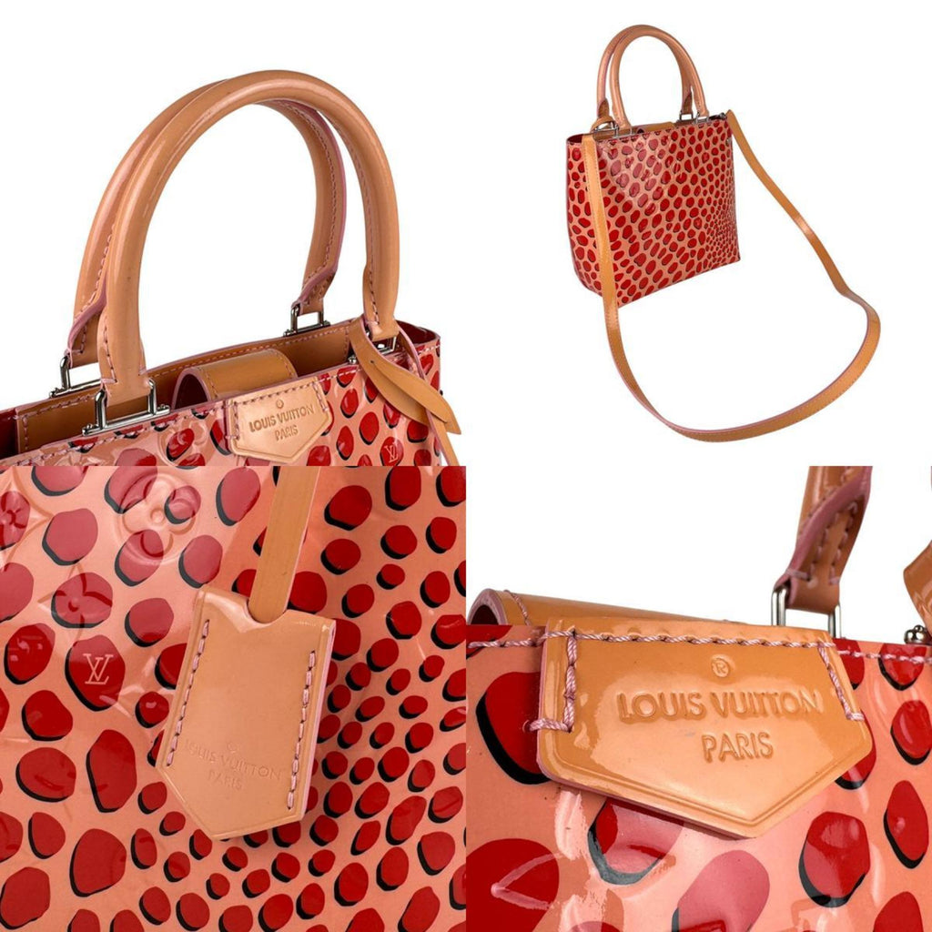 Louis Vuitton Pink Beige Red Color Patent Leather Handbag Shoulder Bag