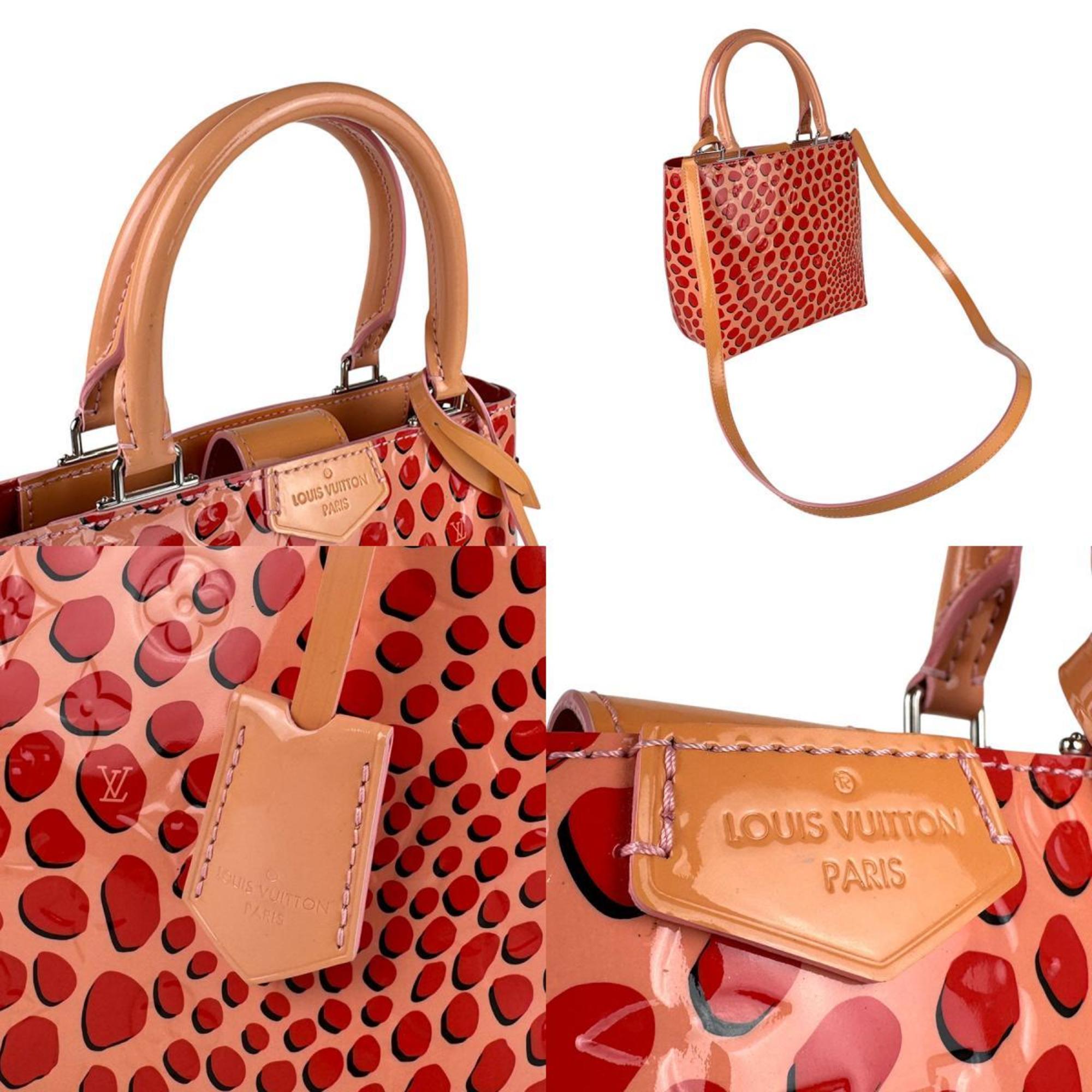 Louis Vuitton Pink Beige Red Color Patent Leather Handbag Shoulder Bag