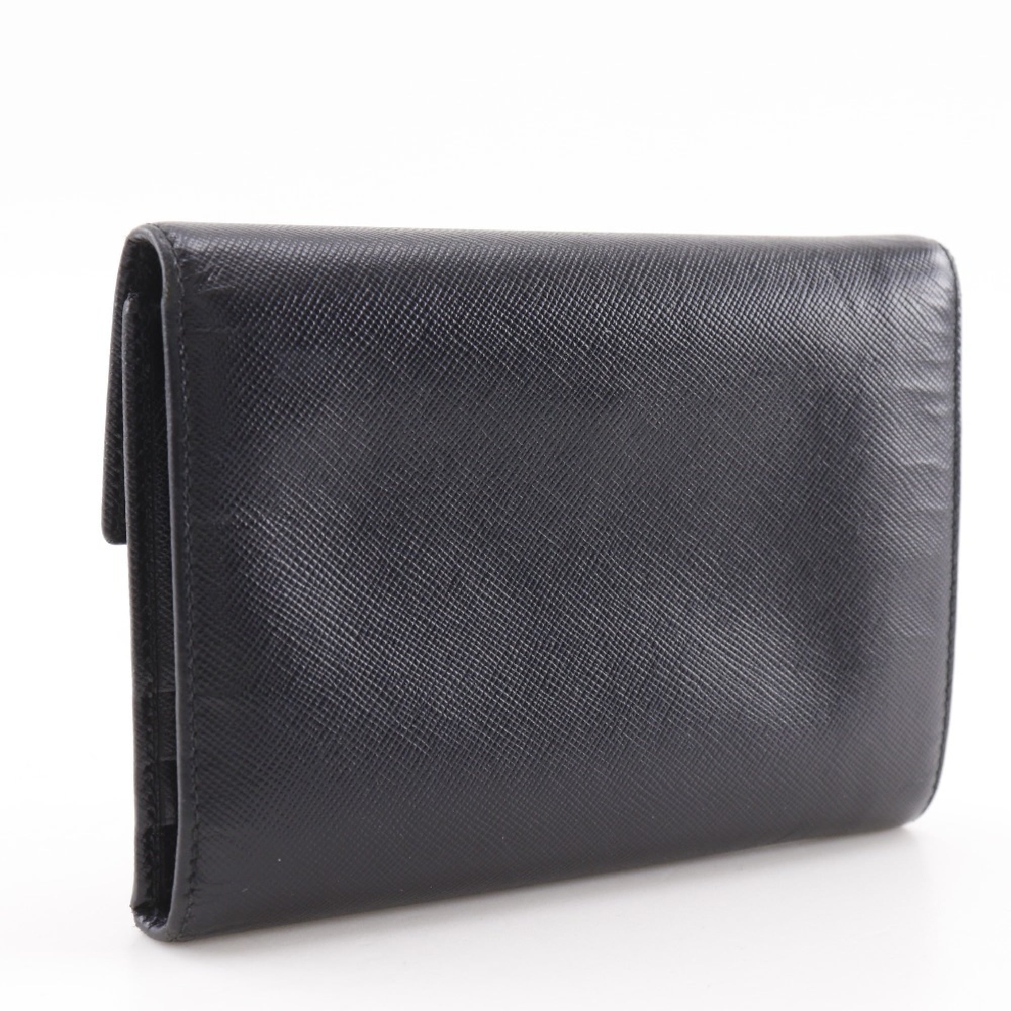 Prada Black Nero Saffiano Triangle Wallet (Bi-Fold)