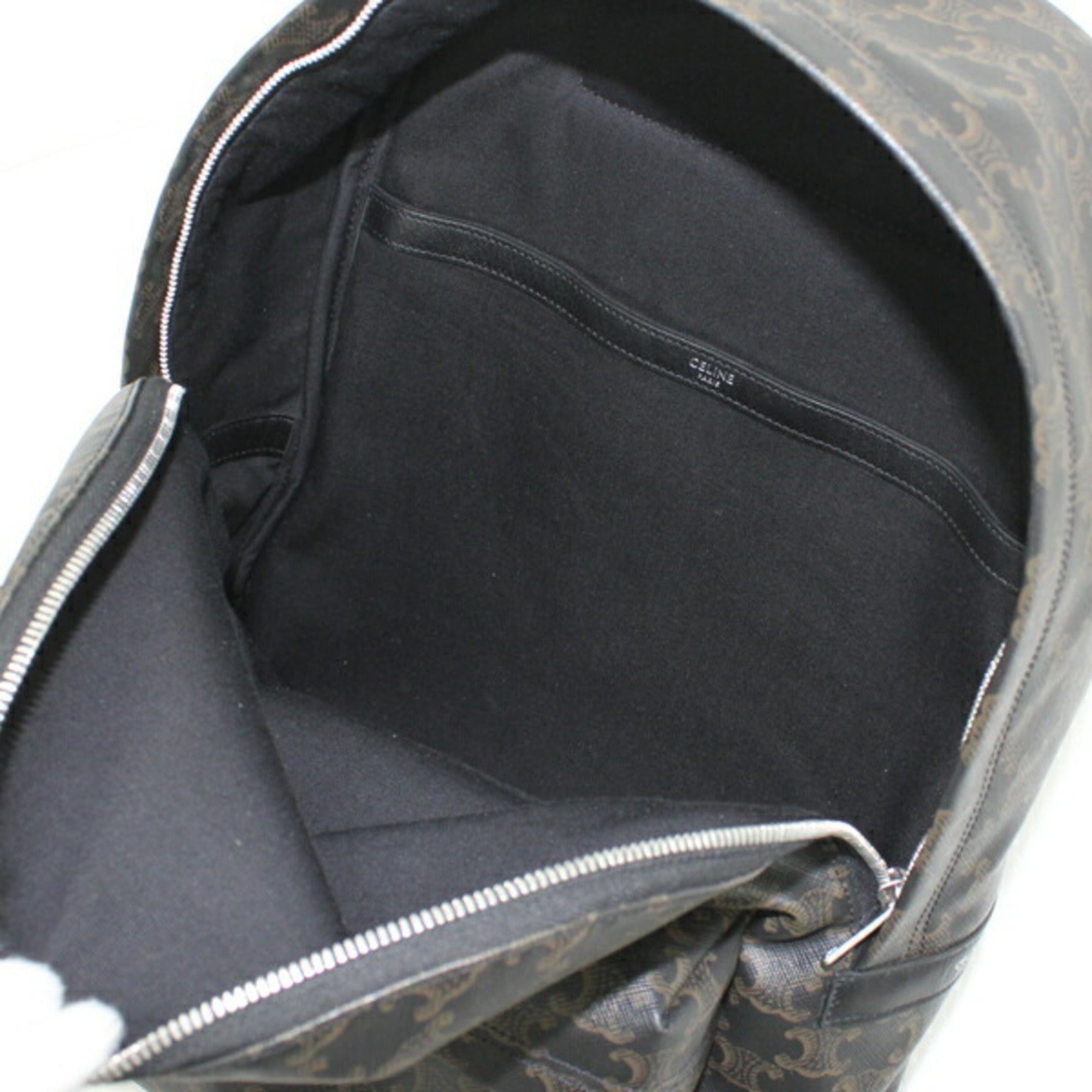 Celine Black Brown Canvas Leather Backpack