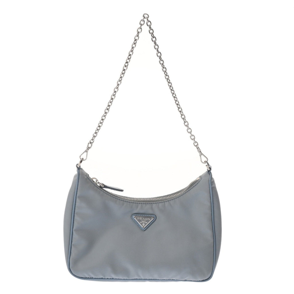 Prada Blue Light Blue Gray Nylon Shoulder Bag