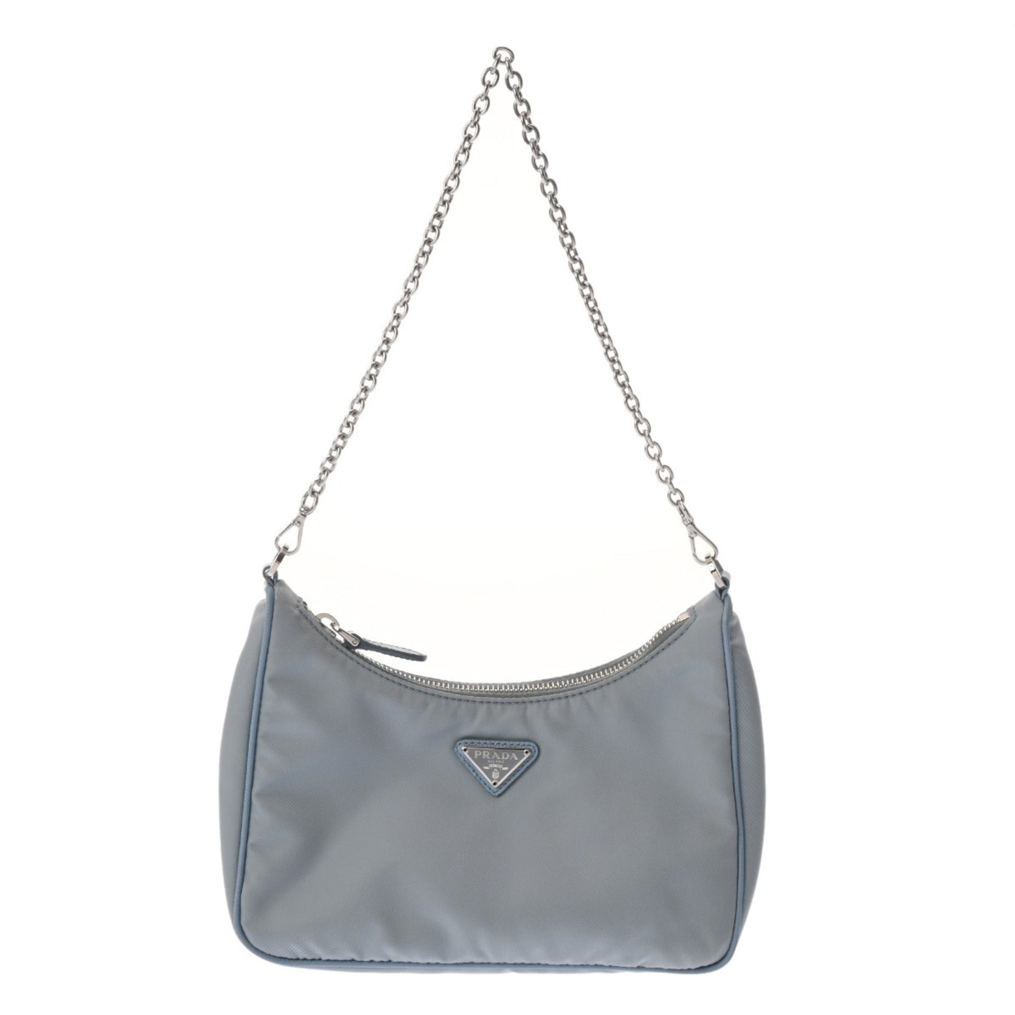 Prada Blue Light Blue Gray Nylon Shoulder Bag
