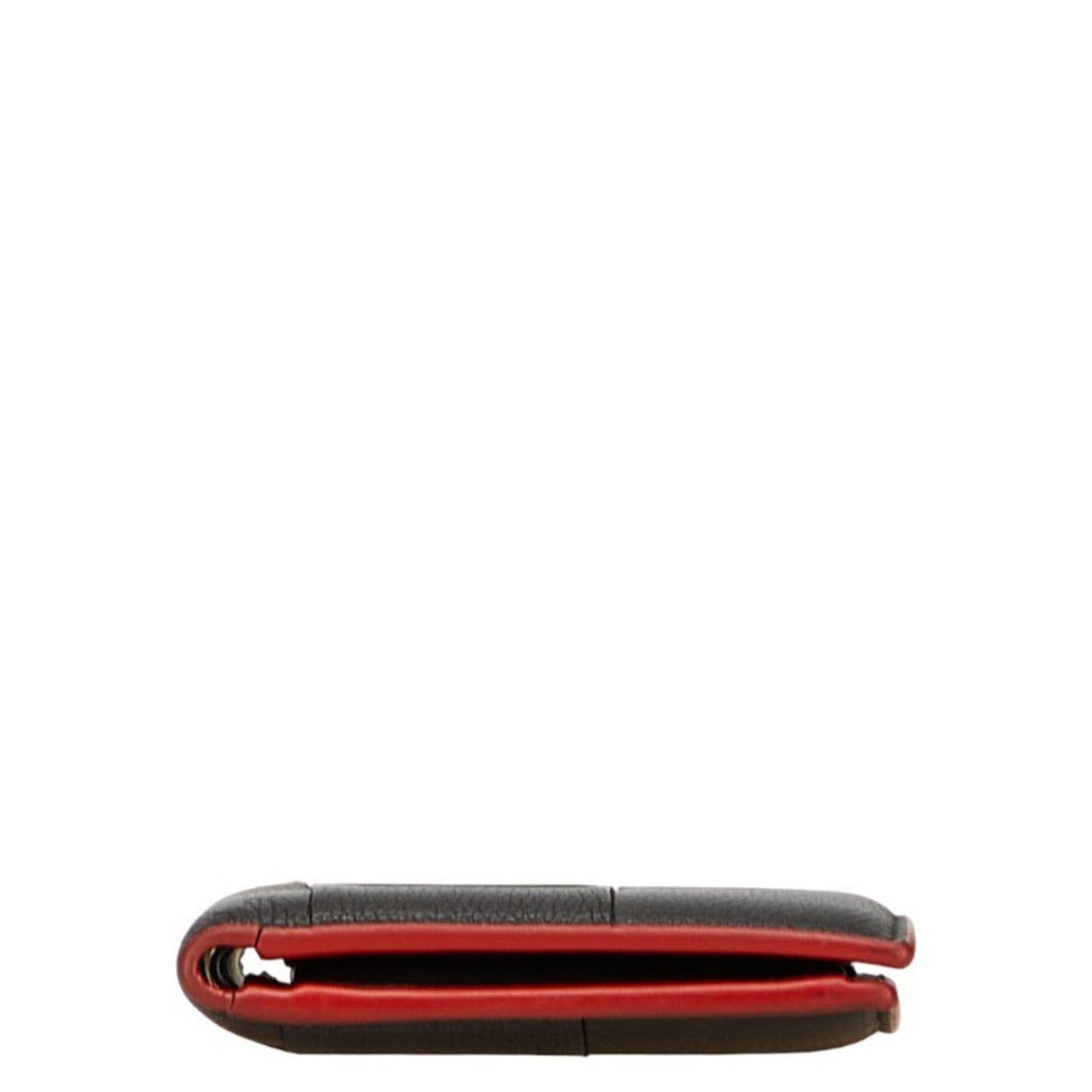 Bottega Veneta Black Red Color Leather Wallet (Bi-Fold)