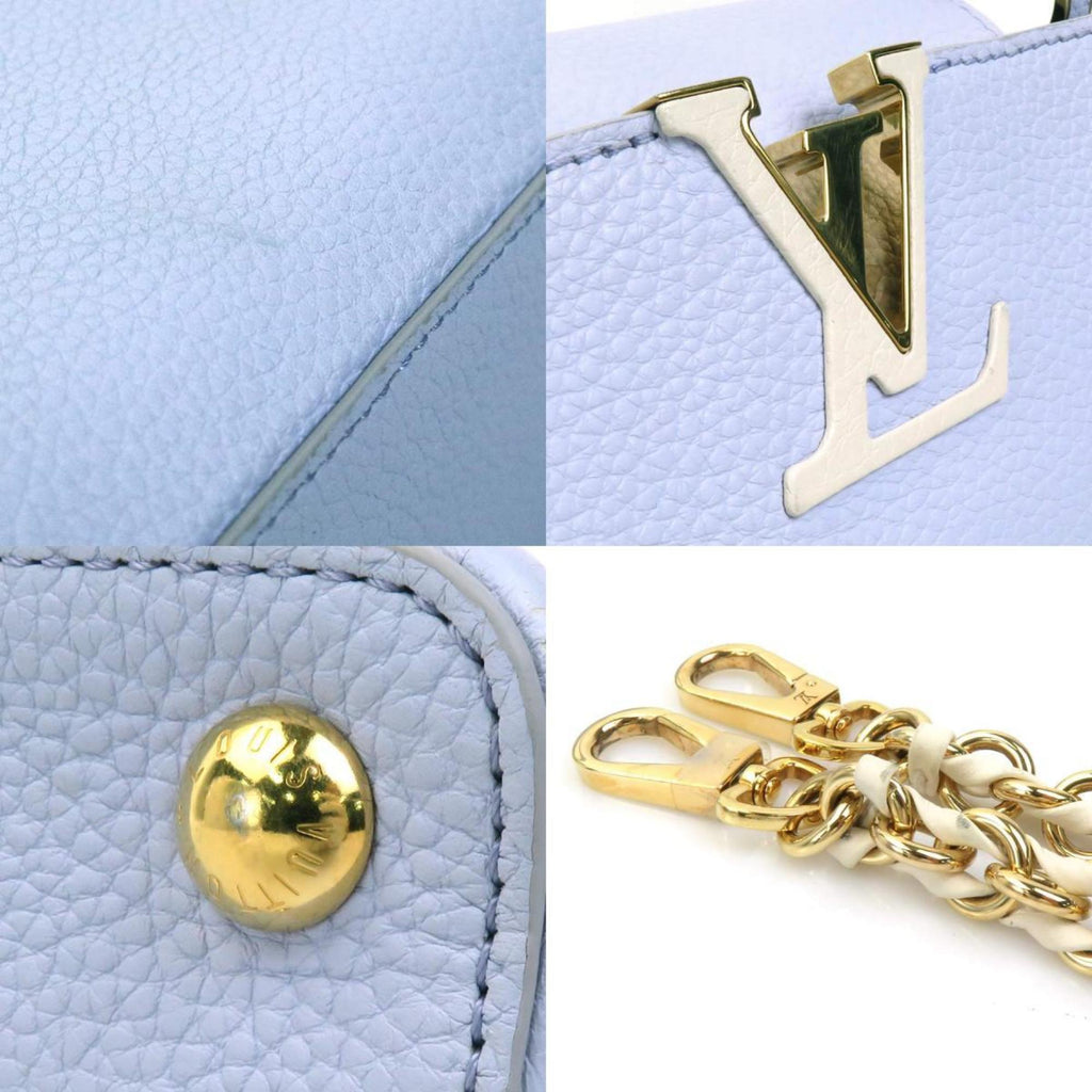 Louis Vuitton Ivory Light Purple Leather Handbag Shoulder Bag