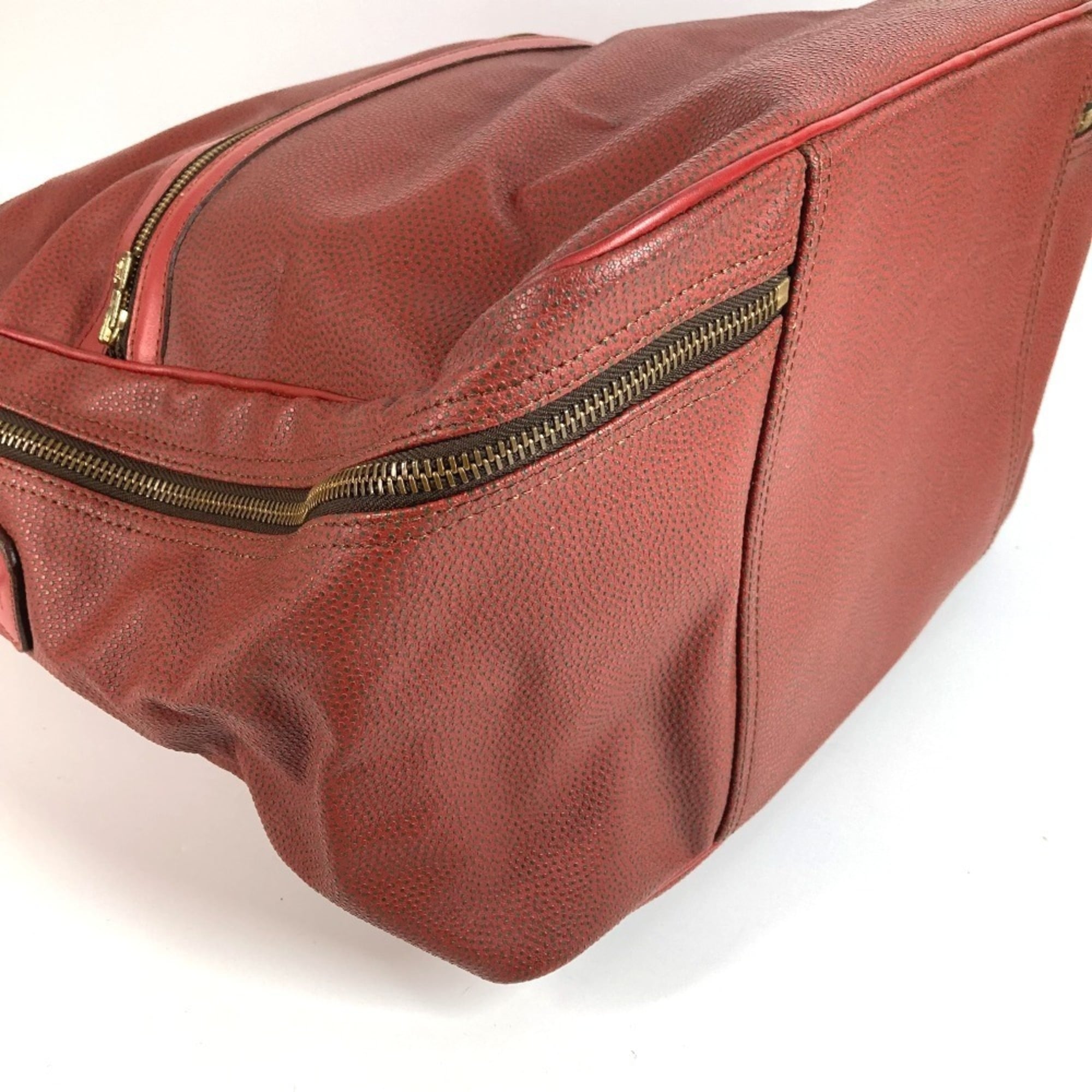 Louis Vuitton Red Color Leather Boston Bag Handbag Shoulder Bag