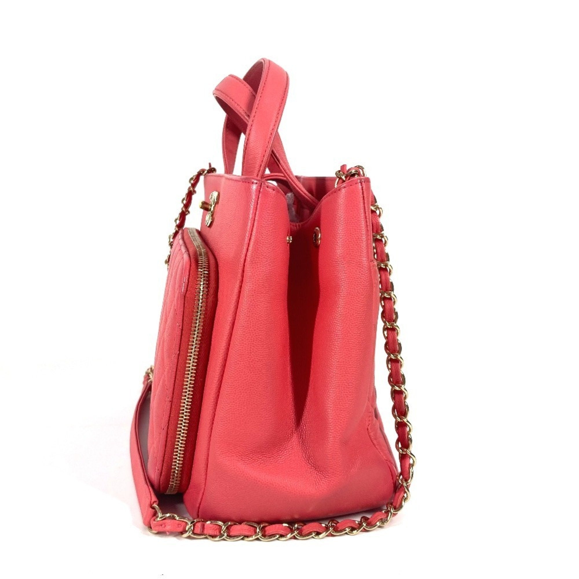 Chanel Pink Grained Calfskin Shoulder Bag Tote Bag