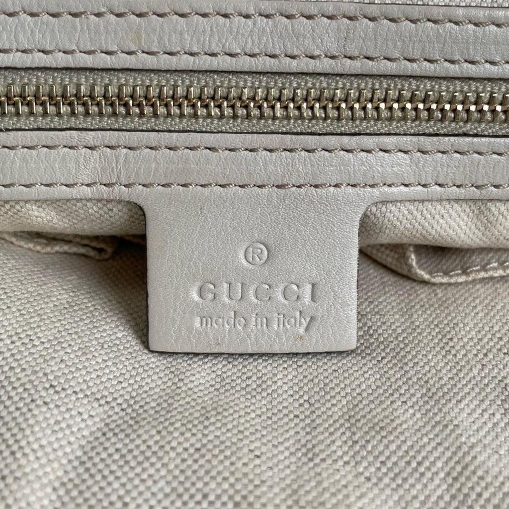 Gucci Beige Leather Shoulder Bag Tote Bag (Pre-Owned)