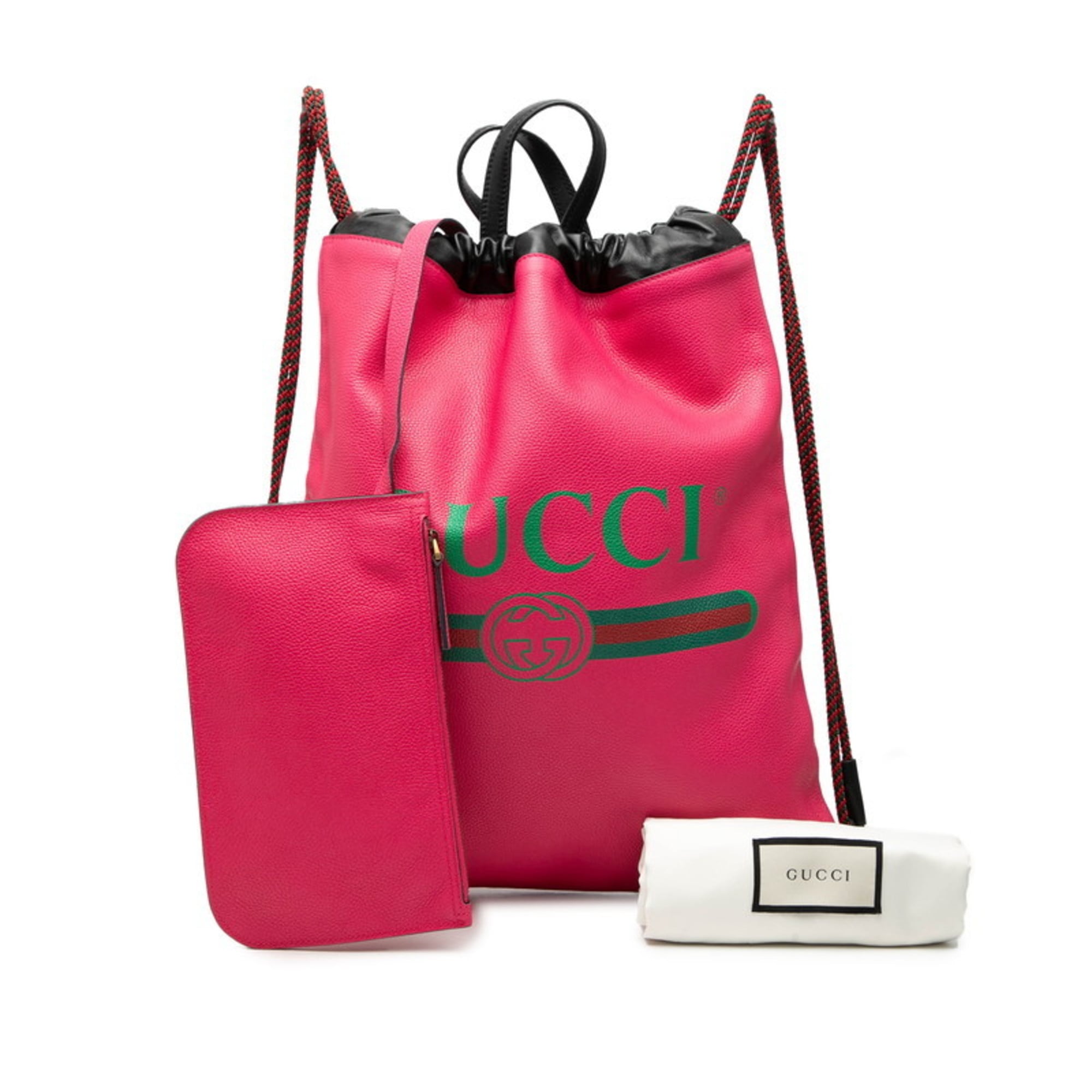 Gucci Black Pink Leather Backpack Beach Bag (Pre-Owned)