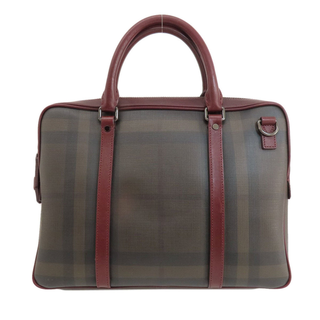Burberry Brown Red Color Pvc Leather Handbag