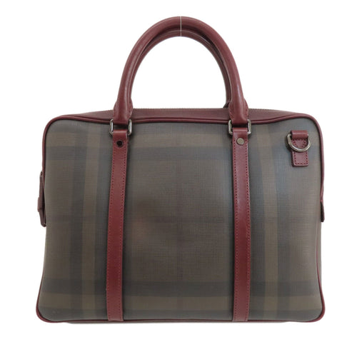 Burberry Brown Red Color Pvc Leather Handbag