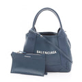 Balenciaga Navy Canvas Leather Handbag Pouch