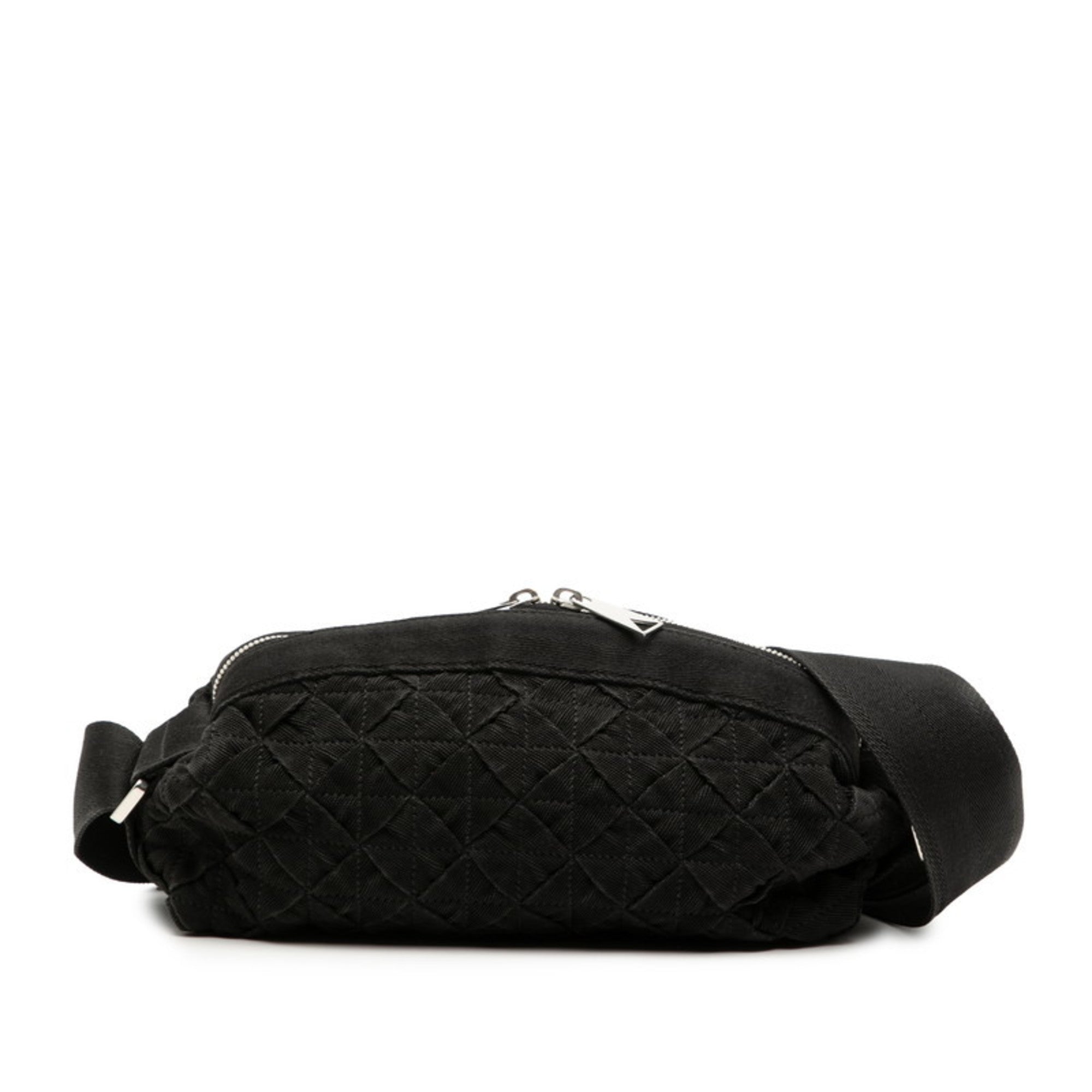 Bottega Veneta Black Canvas Nylon Shoulder Bag