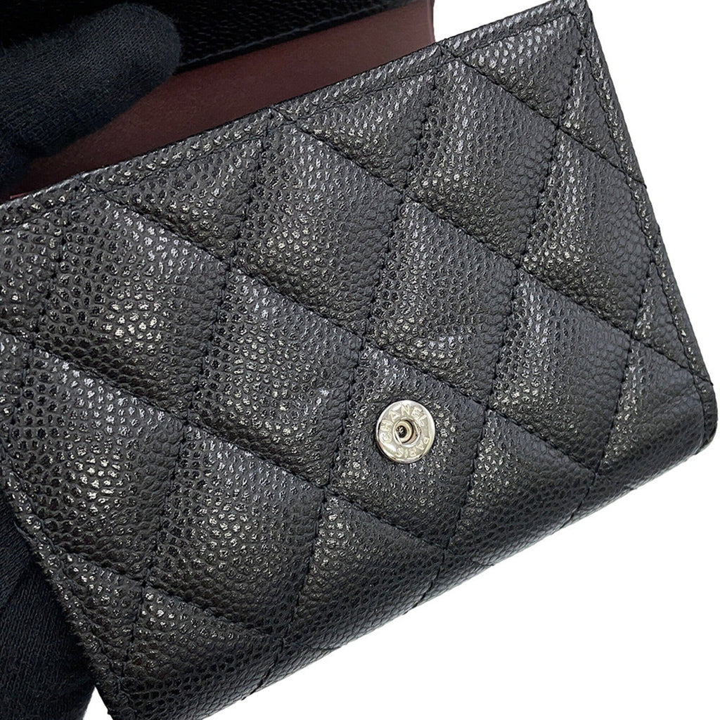 Chanel Black Grained Calfskin Wallet (Tri-Fold)