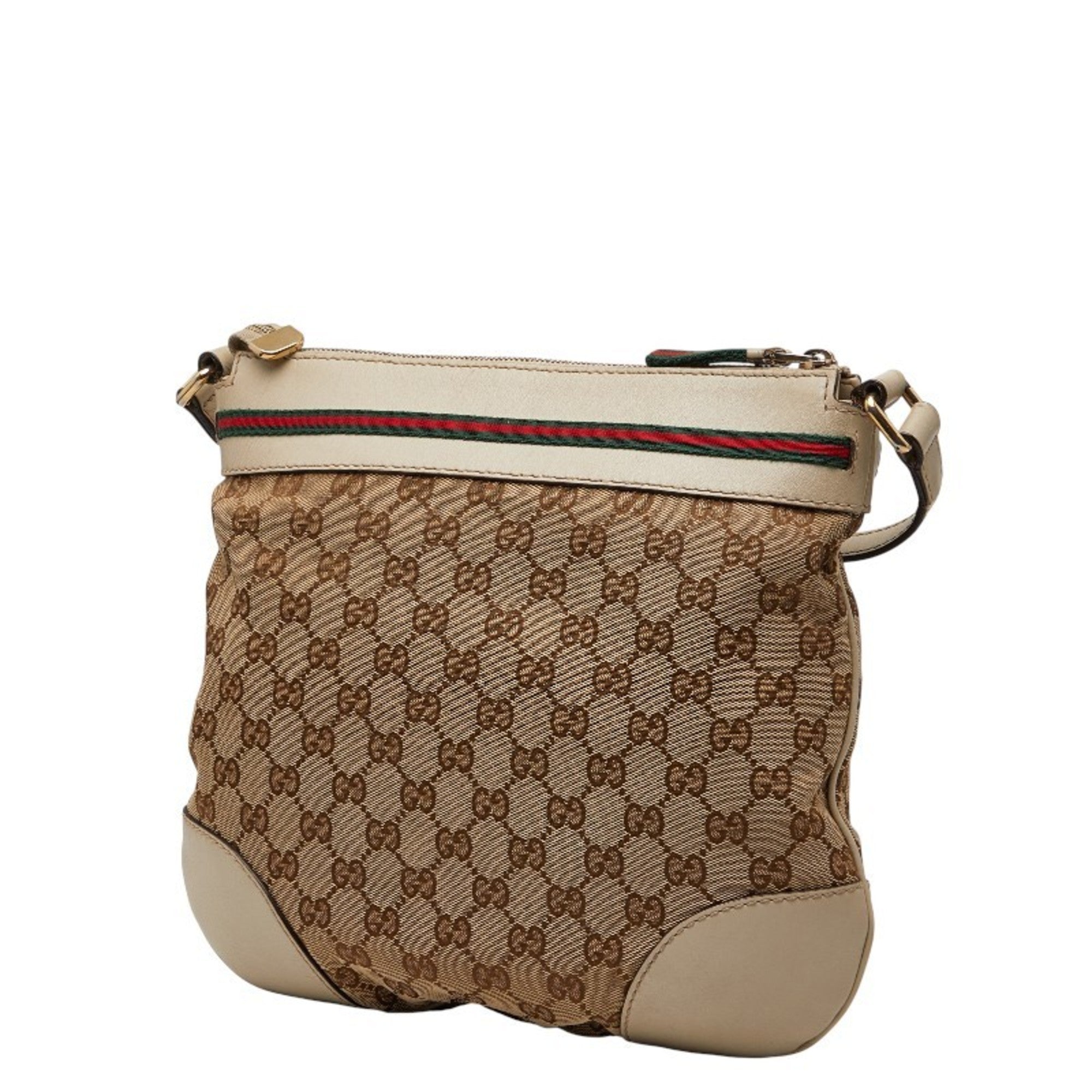 Gucci Beige Multi-Color Canvas Leather Pochette Shoulder Bag (Pre-Owned)