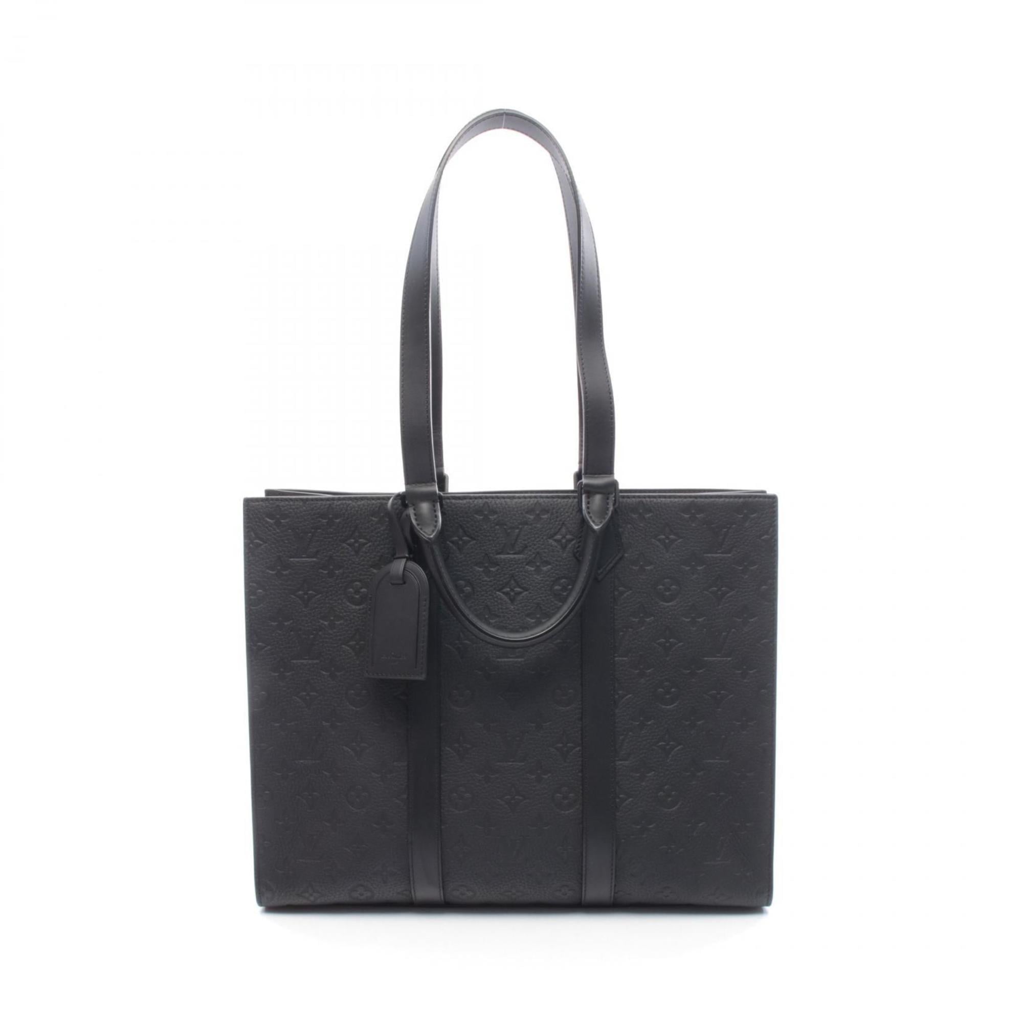 Louis Vuitton Black Leather Handbag Tote Bag