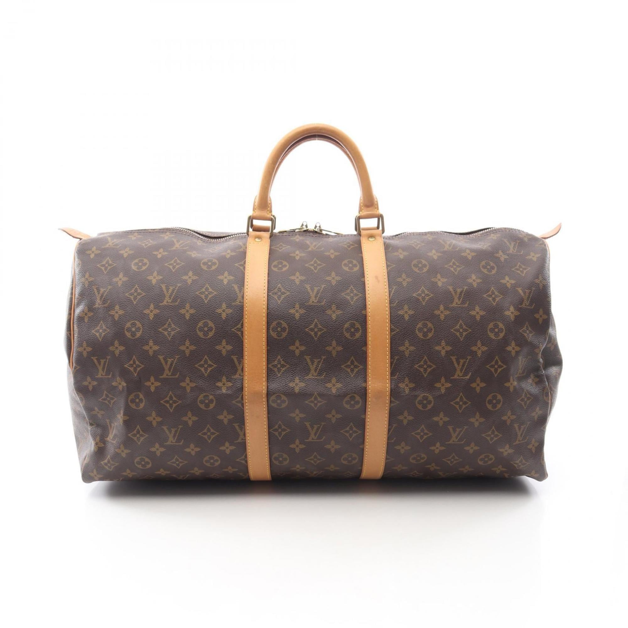Louis Vuitton Brown Monogram Coated Canvas Leather Boston Bag