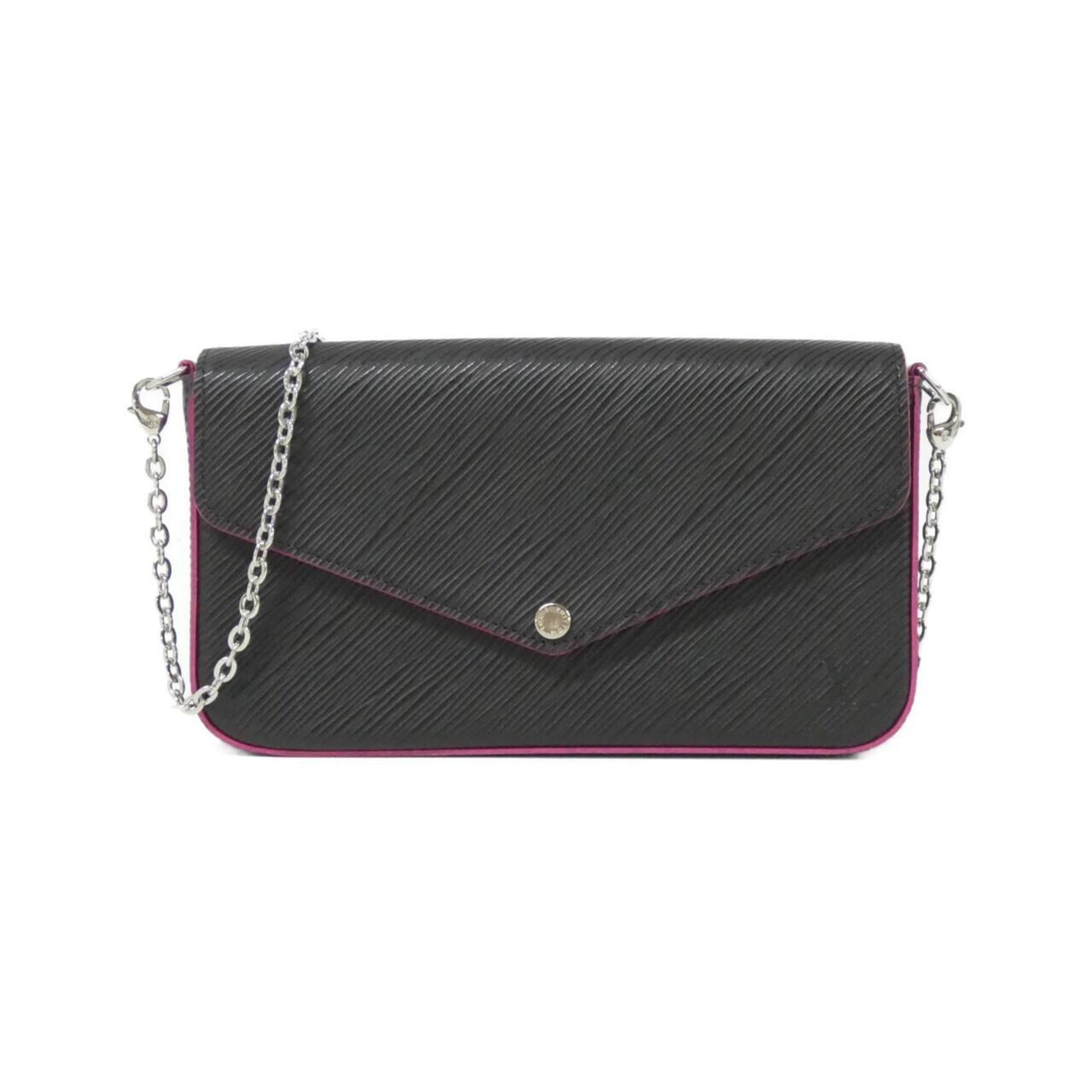 Louis Vuitton Epi Hot Pink Noir Leather Pochette Shoulder Bag