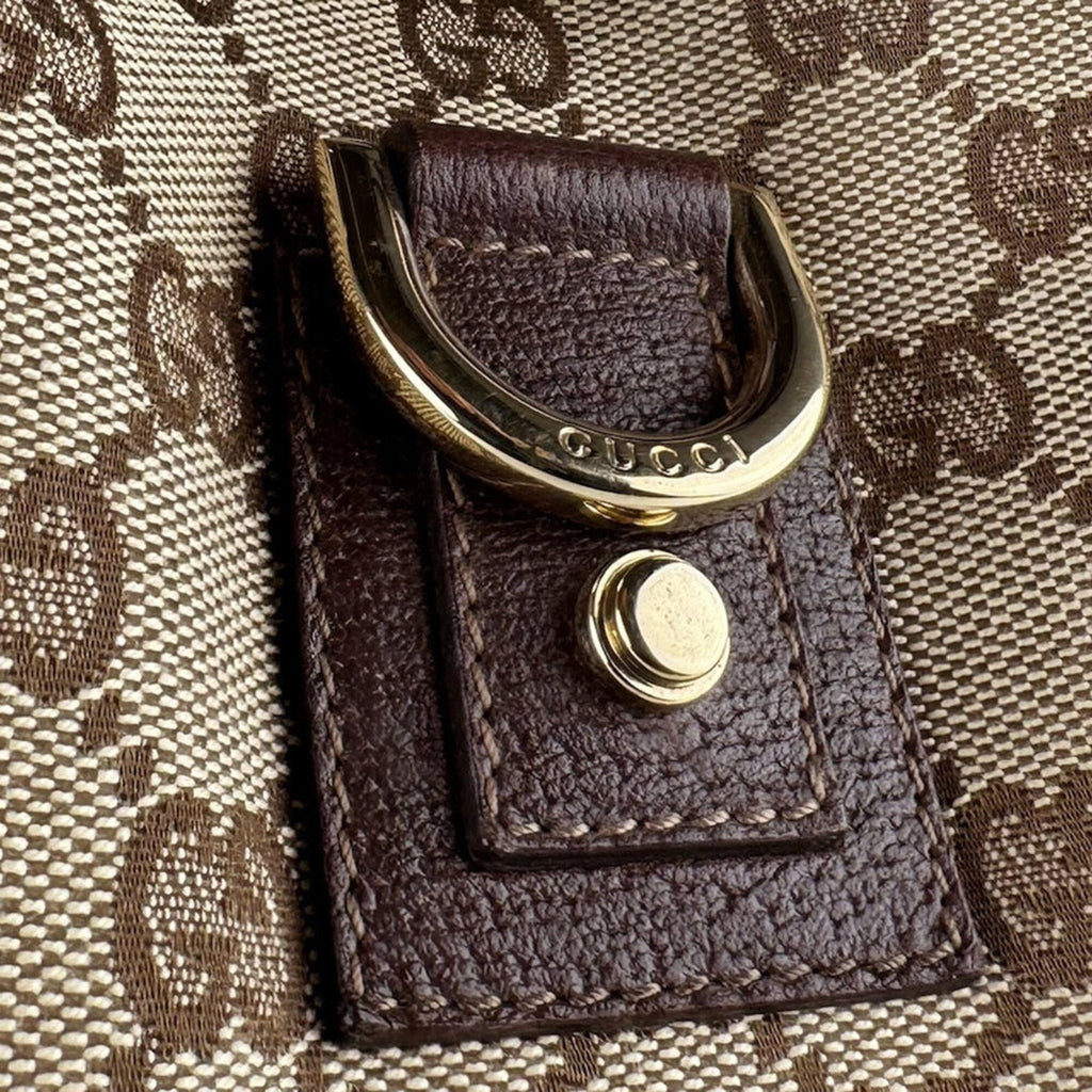 Gucci Brown Brown Gg Gg Canvas Leather Handbag (Pre-Owned)