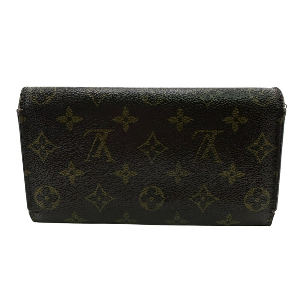Louis Vuitton Brown Leather Long Wallet (Tri-Fold)