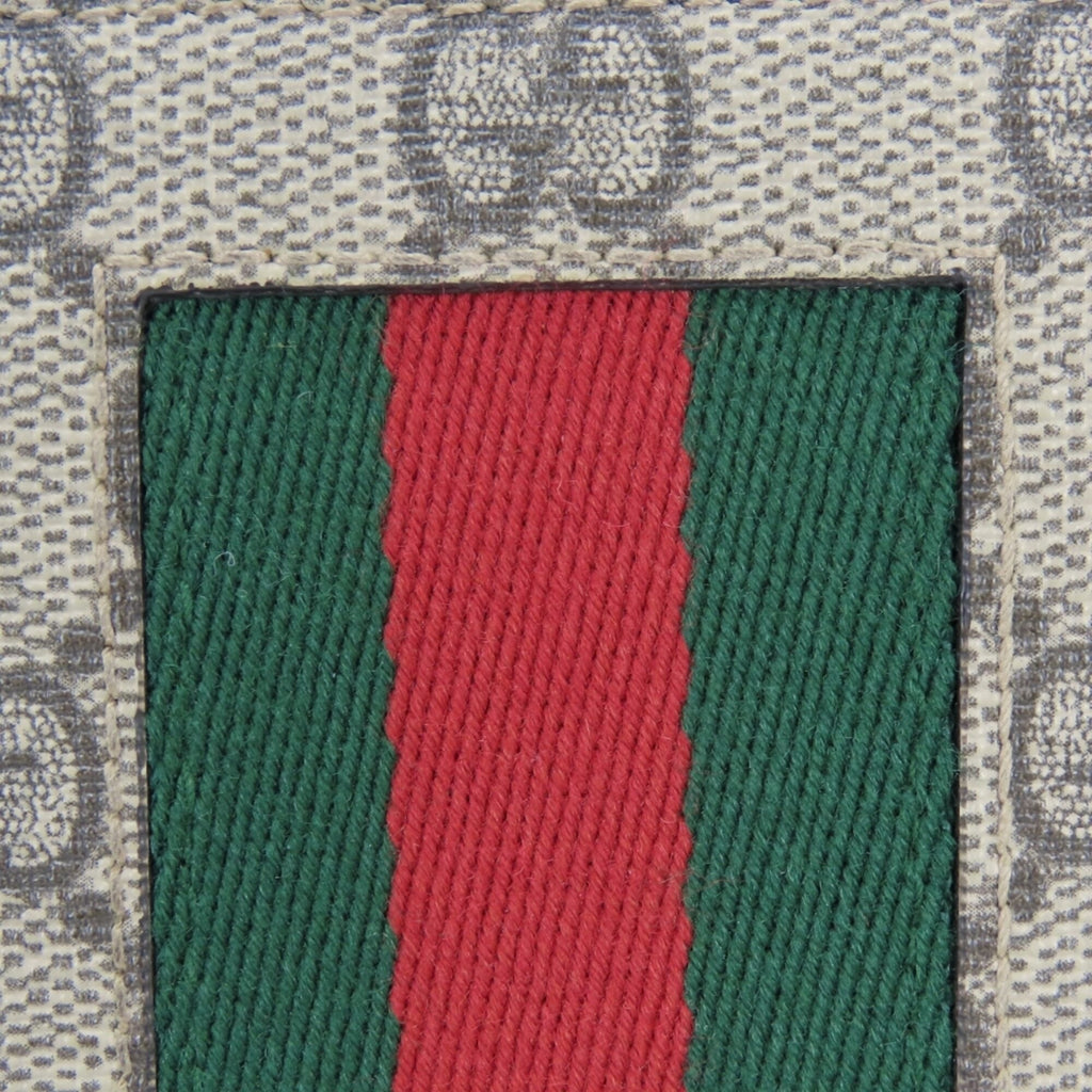 Gucci Beige Dark Brown Green Red Color Gg Supreme Long Wallet (Bi-Fold) (Pre-Owned)
