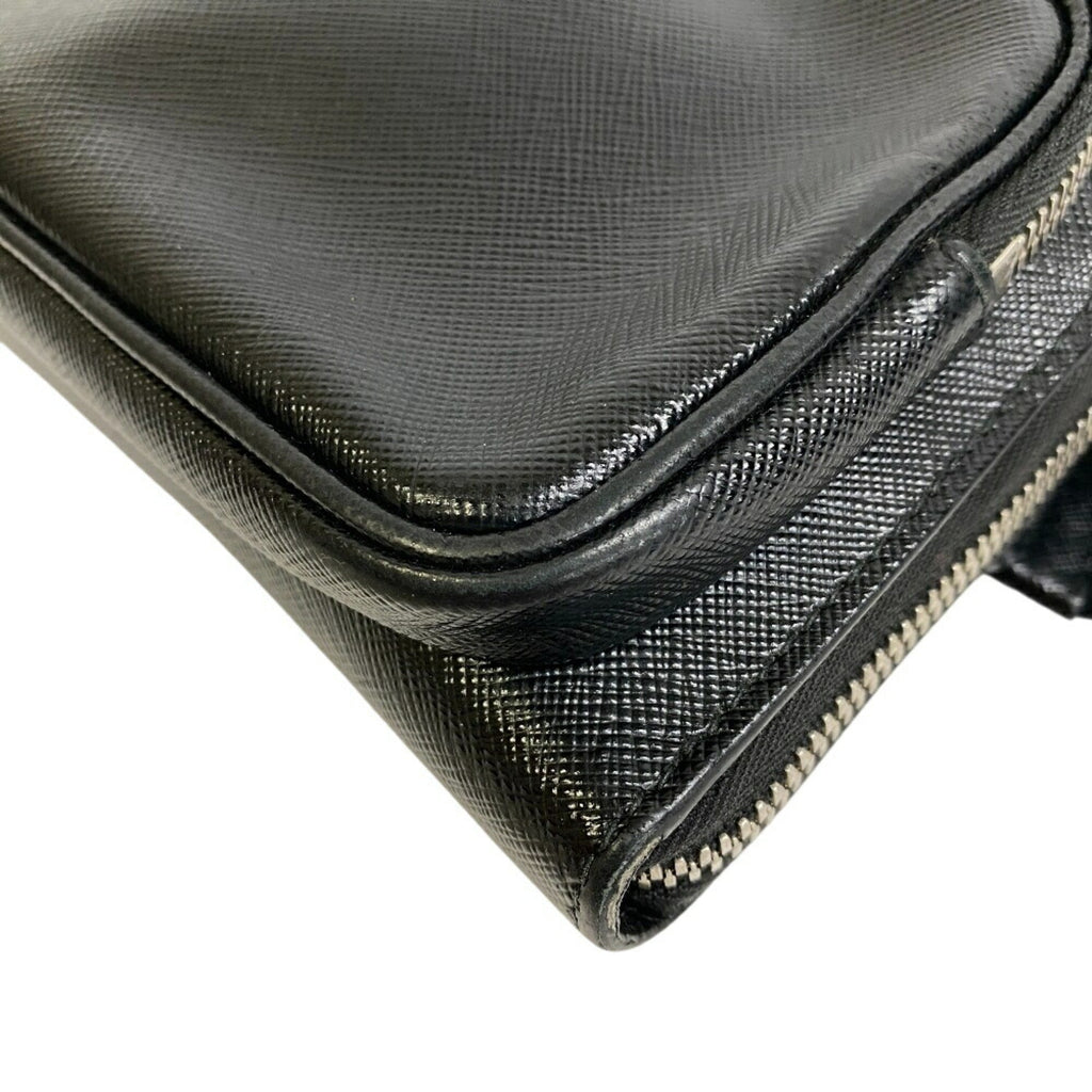 Prada Saffiano Black Leather Saffiano Triangle Beach Bag Sling Bag