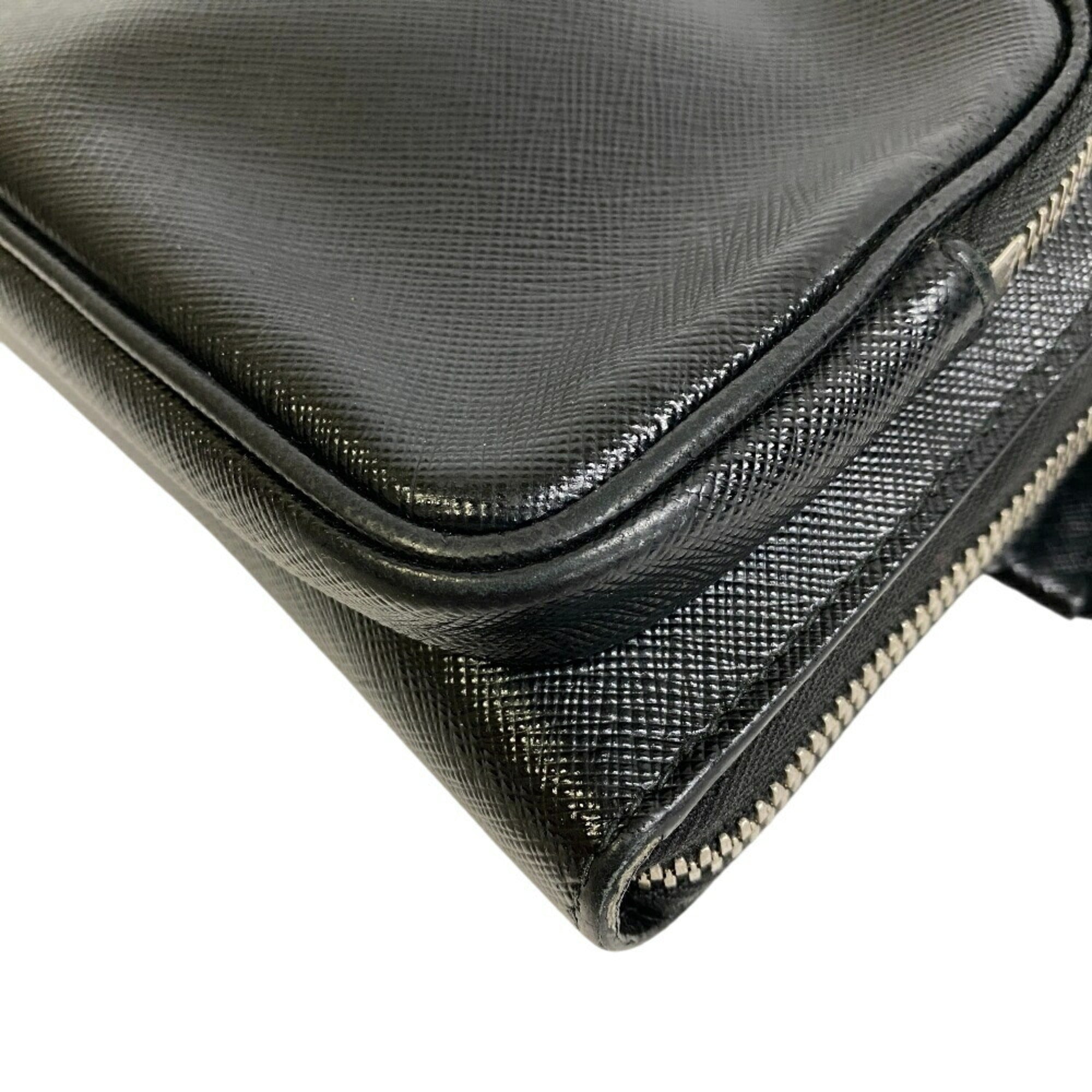 Prada Saffiano Black Leather Saffiano Triangle Beach Bag Sling Bag