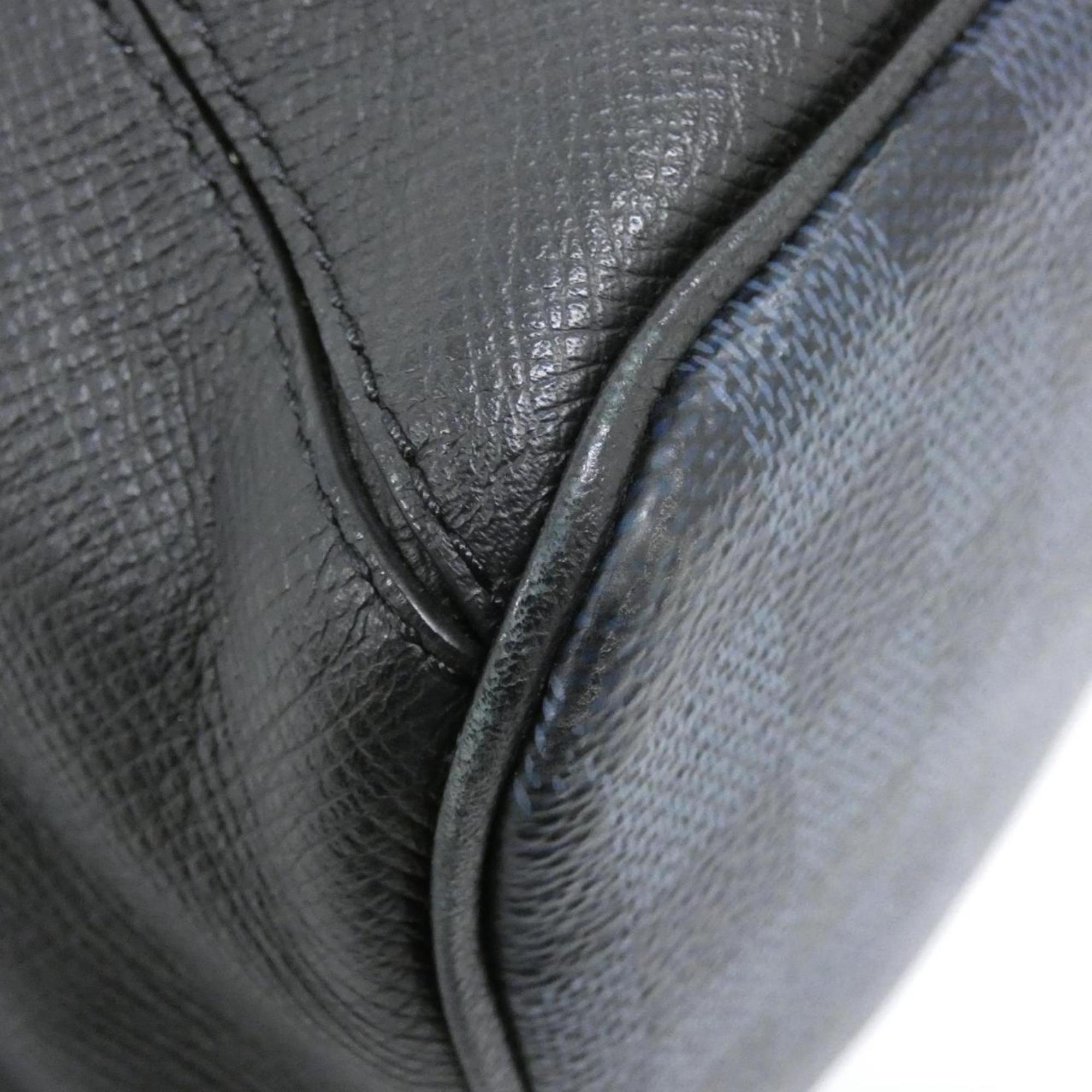 Louis Vuitton Black Cobalt Coated Canvas Leather Backpack