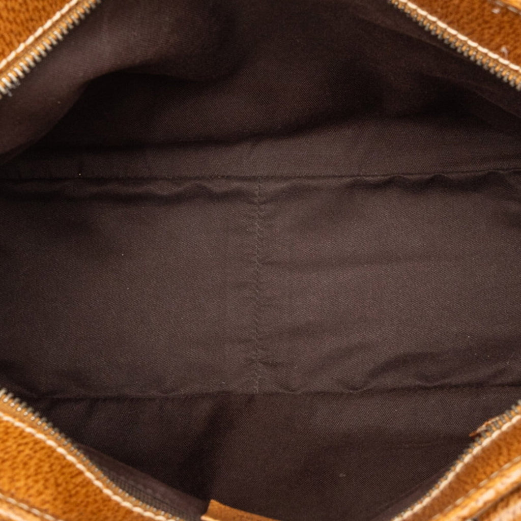 Gucci Beige Leather Canvas Shoulder Bag Tote Bag (Pre-Owned)