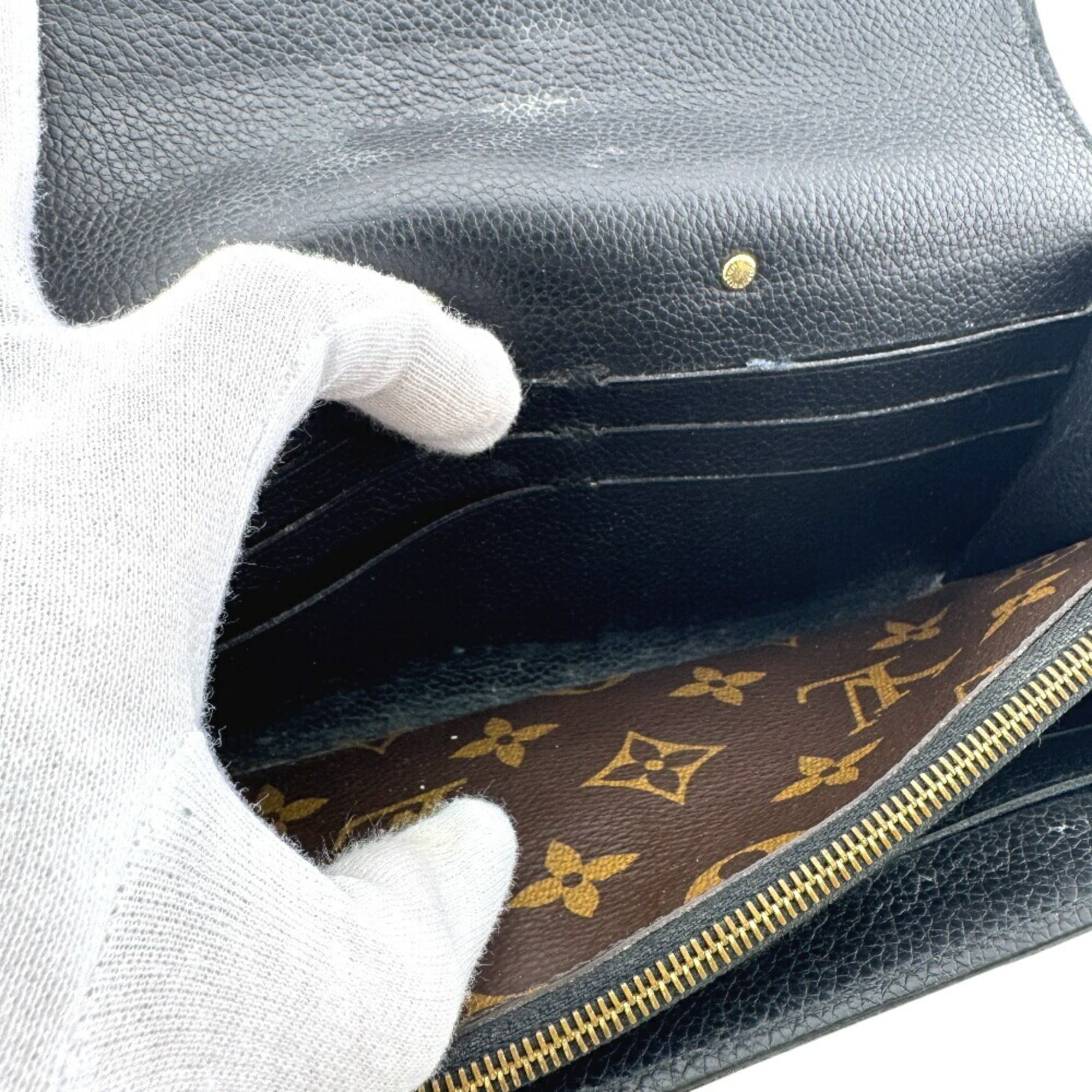 Louis Vuitton Black Brown Monogram Monogram Leather Long Wallet