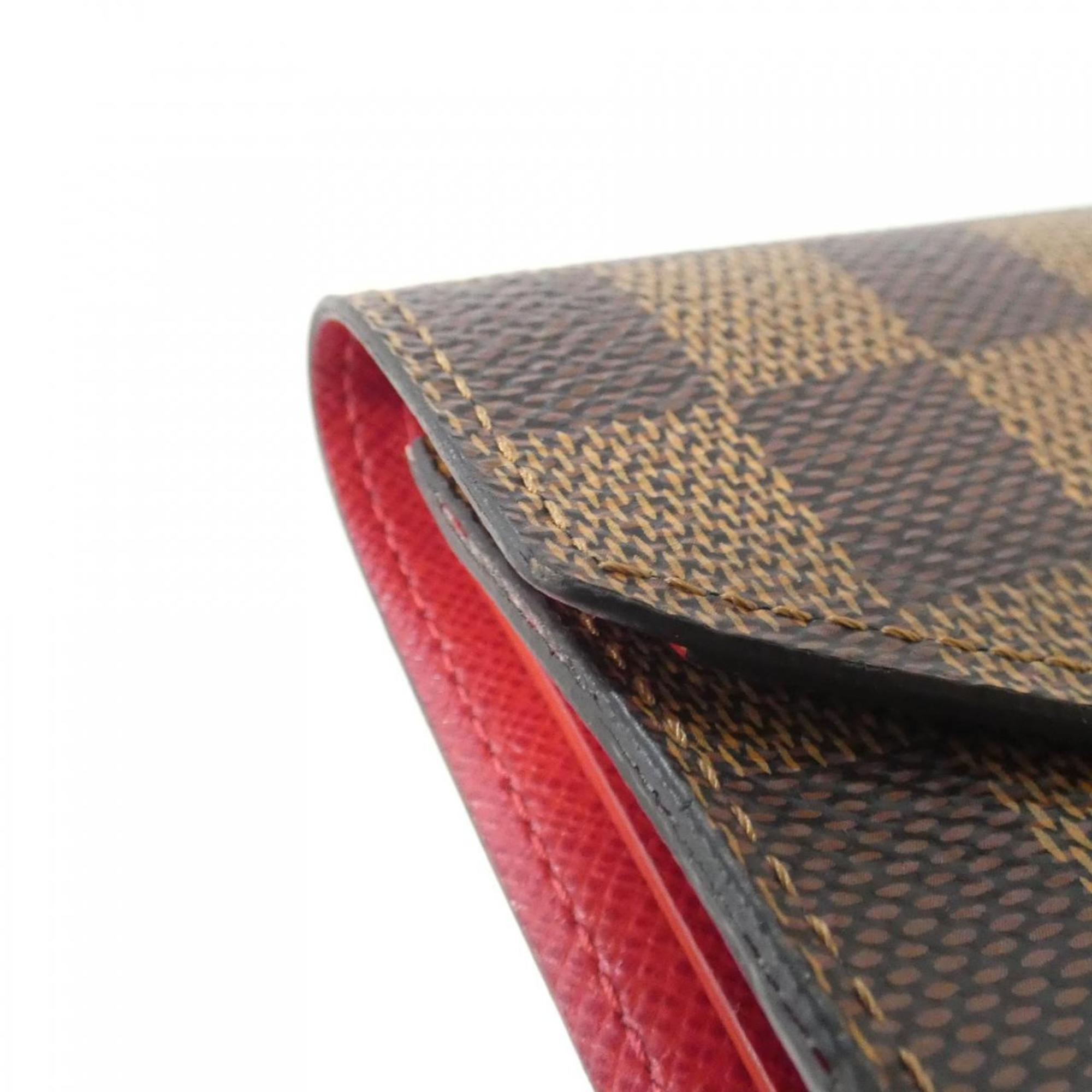 Louis Vuitton Ebene Rouge Coated Canvas Wallet (Tri-Fold)