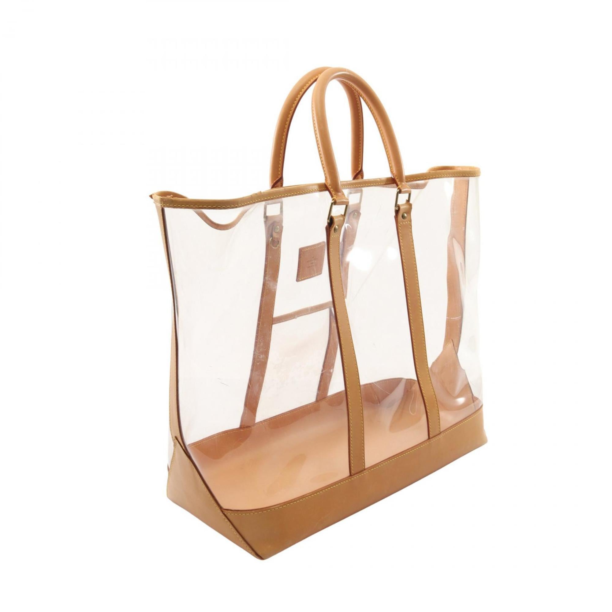 Louis Vuitton Brown Clear Vinyl Leather Tote Bag